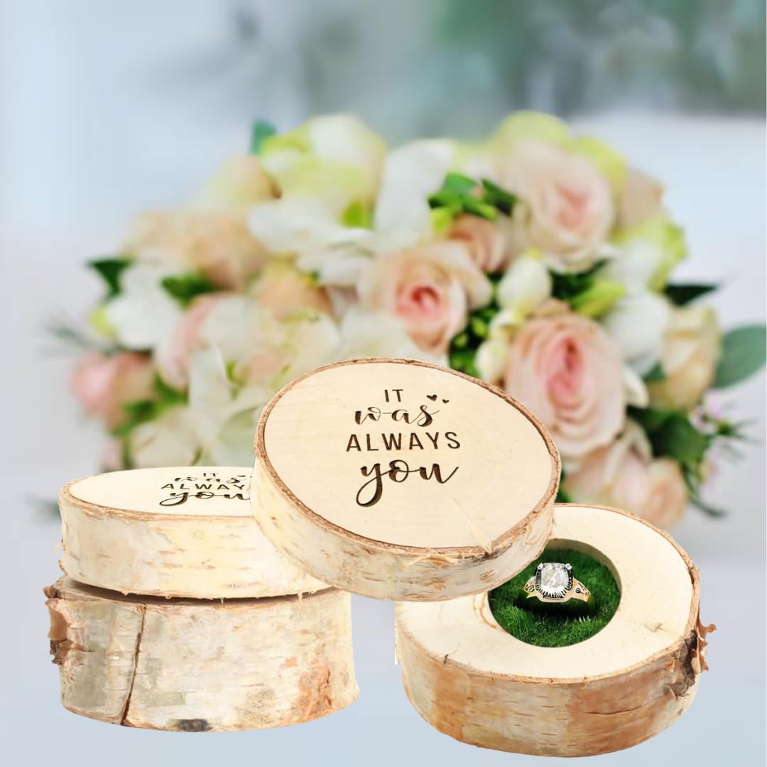 Koyal Wholesale Engraved Ring Box - Real Birch Wood Engagement Ring Box with 'It Was Always You' Inscription | Perfect for Wedding Proposals, Anniversary Gifts & Romantic Surprises