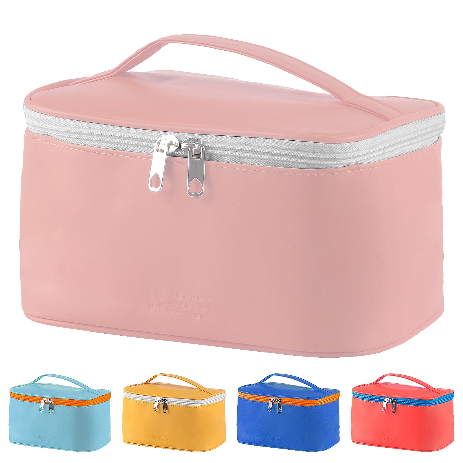 XhjzgcTech Travel Makeup Bag Organizer - Pink Portable Cosmetic Storage Case for Women | Waterproof Toiletry Bag with Multiple Compartments | Perfect for Travel, Gym, and Daily Makeup Organization