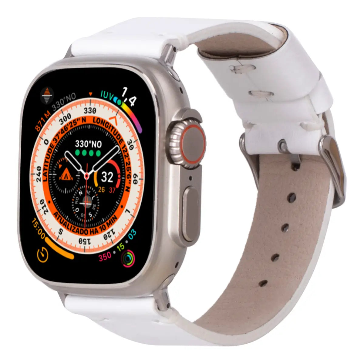 Premium White Leather Apple Watch Band - Classic & Stylish Replacement Strap for Apple Watch Series 1-9 & SE - Perfect for Work, Gym & Everyday Wear