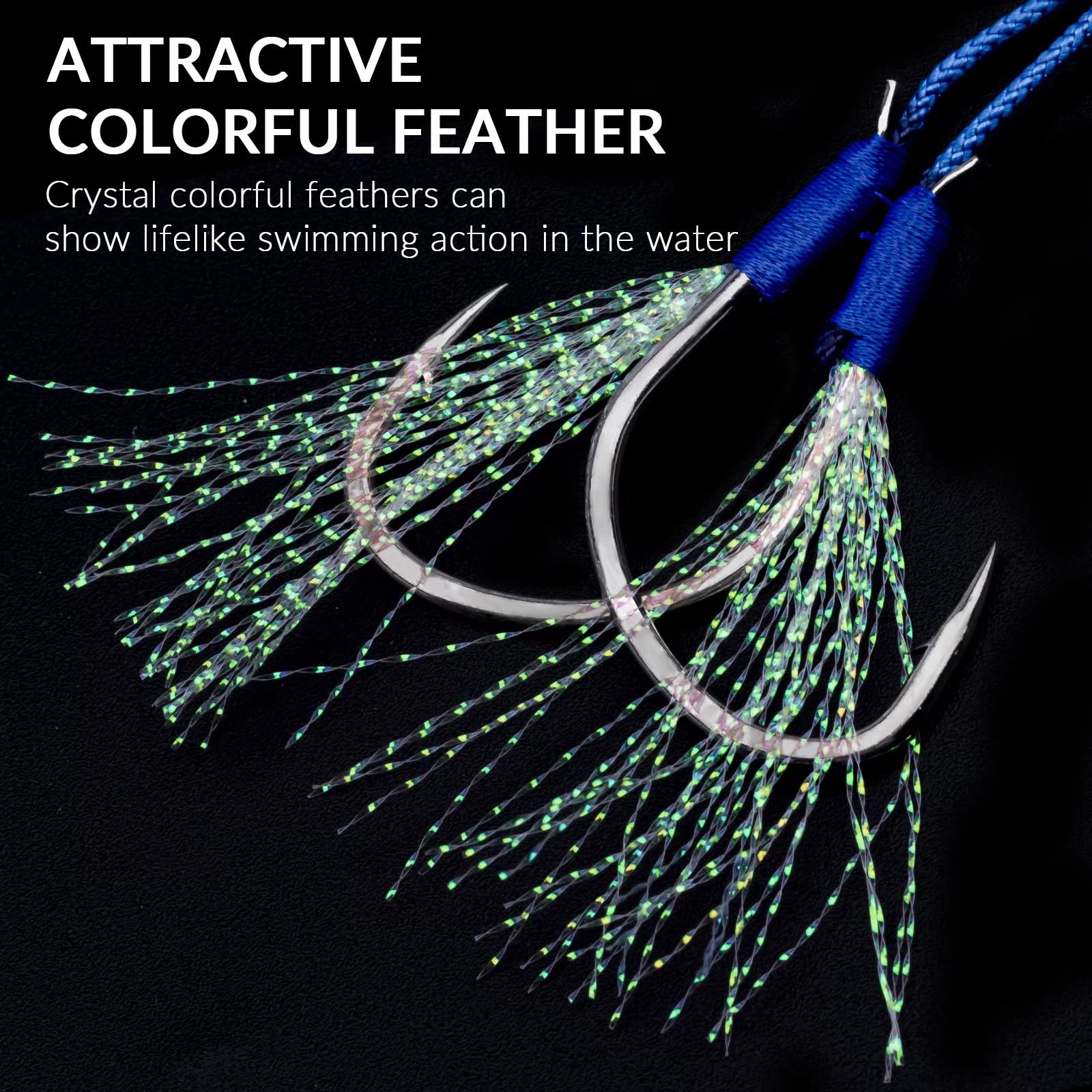 THKFISH Saltwater Fishing Assist Hooks - Double Stinger Jigging Hooks for Slow Pitch & Vertical Jigging Lures (5/15/20pcs) - Perfect for Deep Sea Fishing, Trolling and Saltwater Game Fish