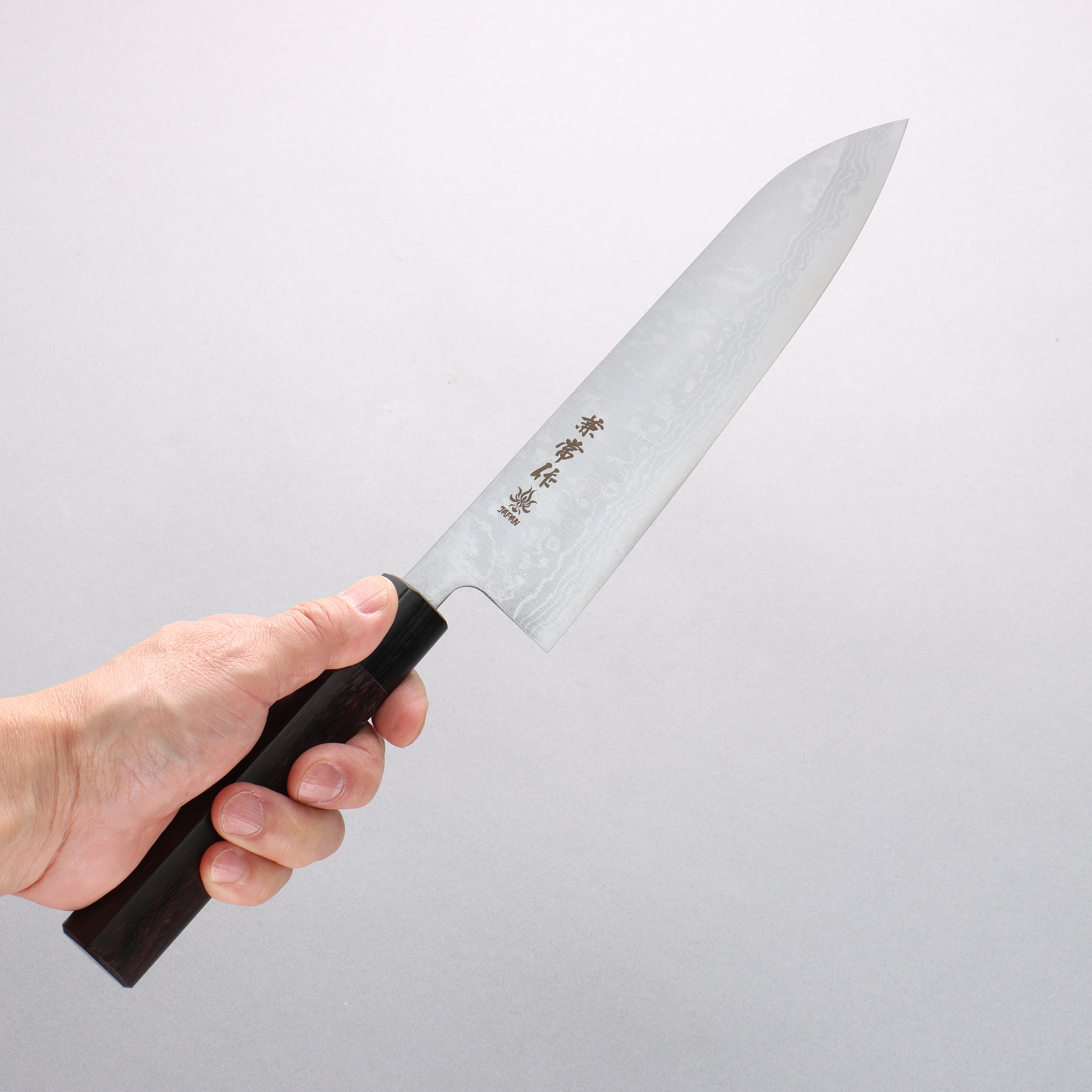 Premium Kanetsune Blue Steel No.2 Damascus Gyuto Chef Knife 210mm - Japanese Kitchen Knife with Rosewood Handle & Black Pakka Wood Ferrule - Perfect for Sushi, Meat Cutting & Professional Cooking