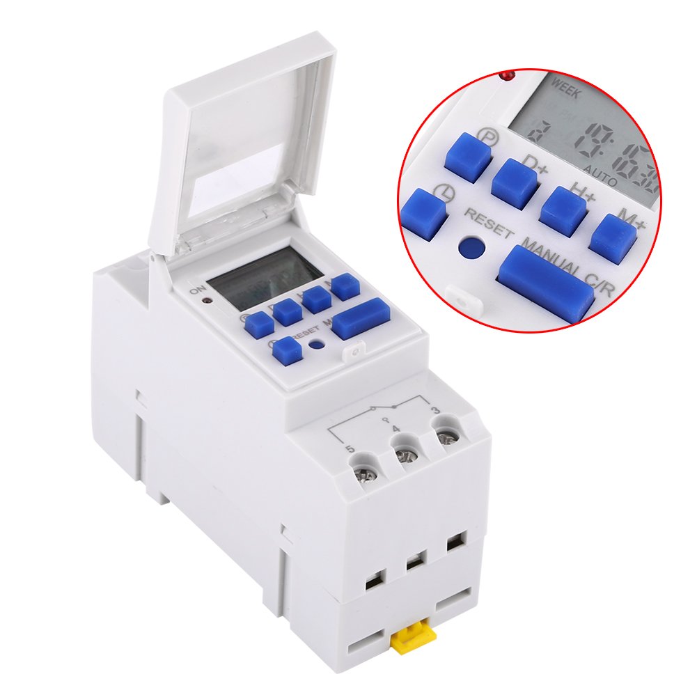 1Pc Digital Programmable Timer with LCD Display - Weekly Programmable Electronic Relay Switch, 16 ON/OFF Settings, 3000W 15A (110V) - Perfect for Home Automation, Aquariums, Grow Lights, and Electrical Appliances
