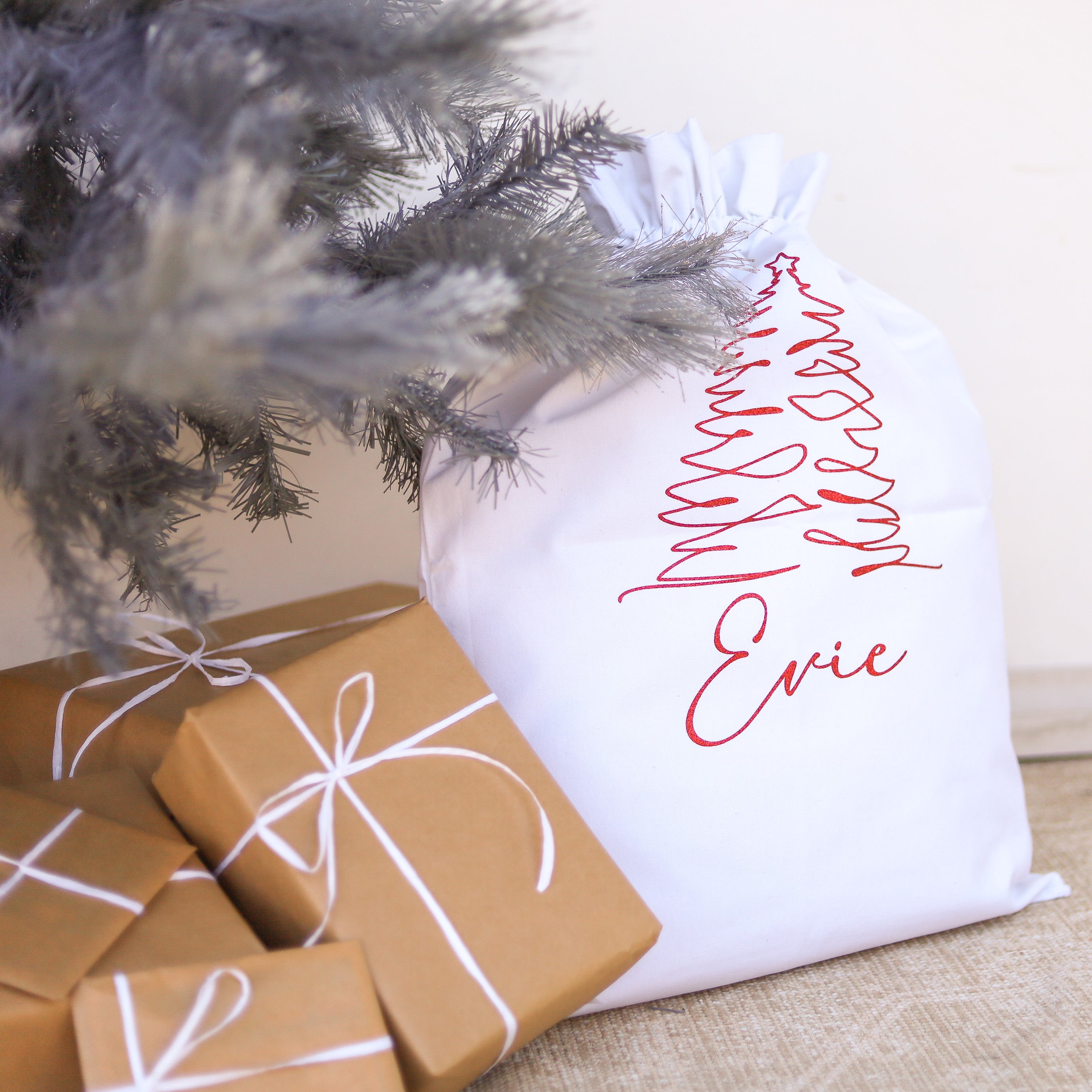 Personalized Santa Sack Christmas Tree Name Vinyl Decal - Perfect for Holiday Gifts, Stocking Stuffers & Festive Home Decor