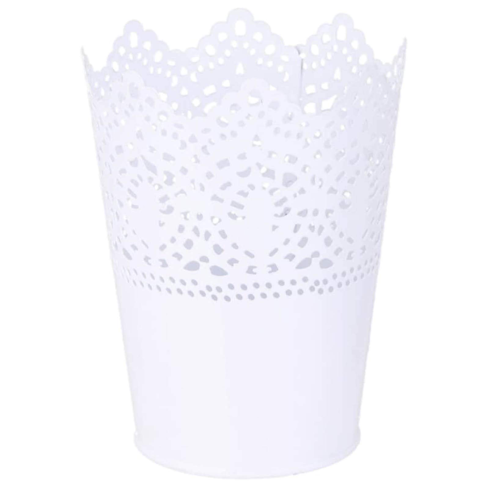 Vintage Metal Hanging Flower Pot with Tray - White Iron Planter for Indoor/Outdoor Plants, Balcony & Garden Decor - Perfect for Herbs, Succulents, and Small Flowers
