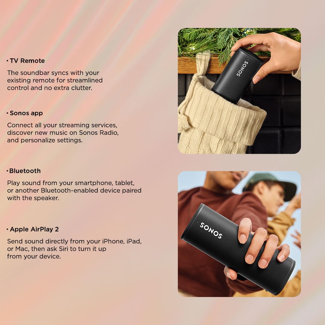 Sonos Roam & Wireless Charger Bundle - Ultra Portable Waterproof Bluetooth/WiFi Smart Speaker - Perfect for Travel, Outdoor Adventures & Home Use