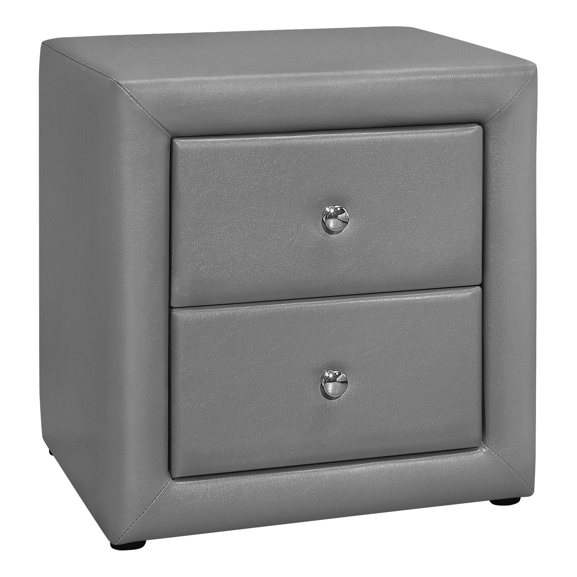 21H Grey Leather Look Night Stand - Modern Bedside Table with Storage Drawer for Bedroom, Living Room, or Office