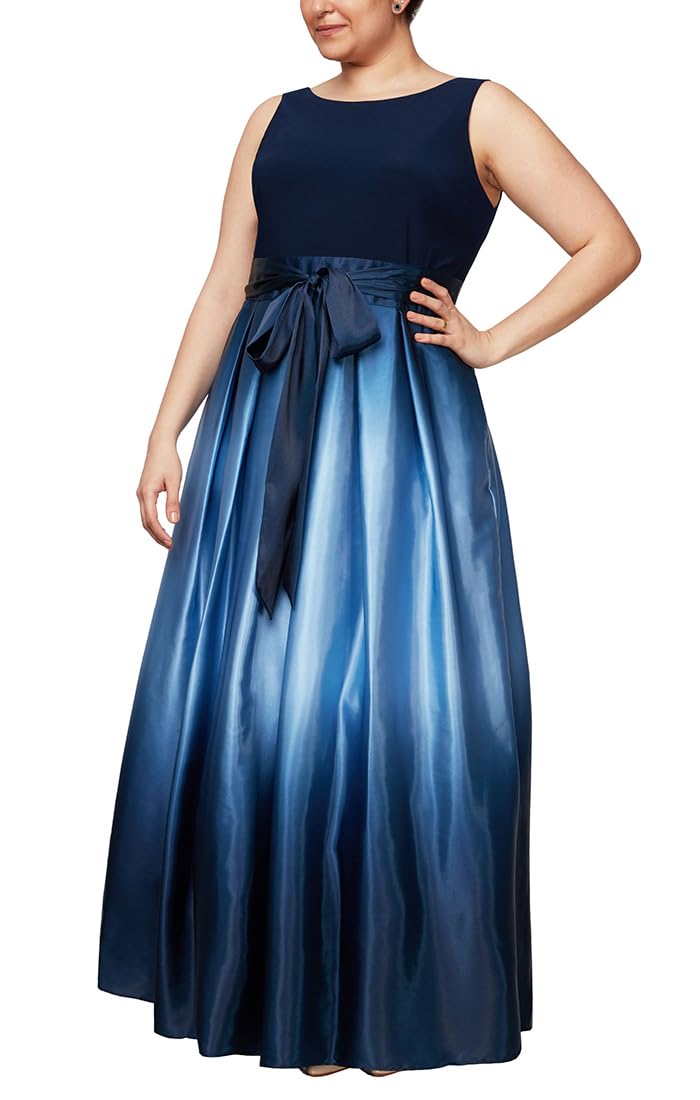 S.L. Fashions Women's Plus Size Sleeveless Long Satin Party Dress with Pockets - Elegant Formal Gown for Evening Events, Prom, Wedding Guest & Special Occasions