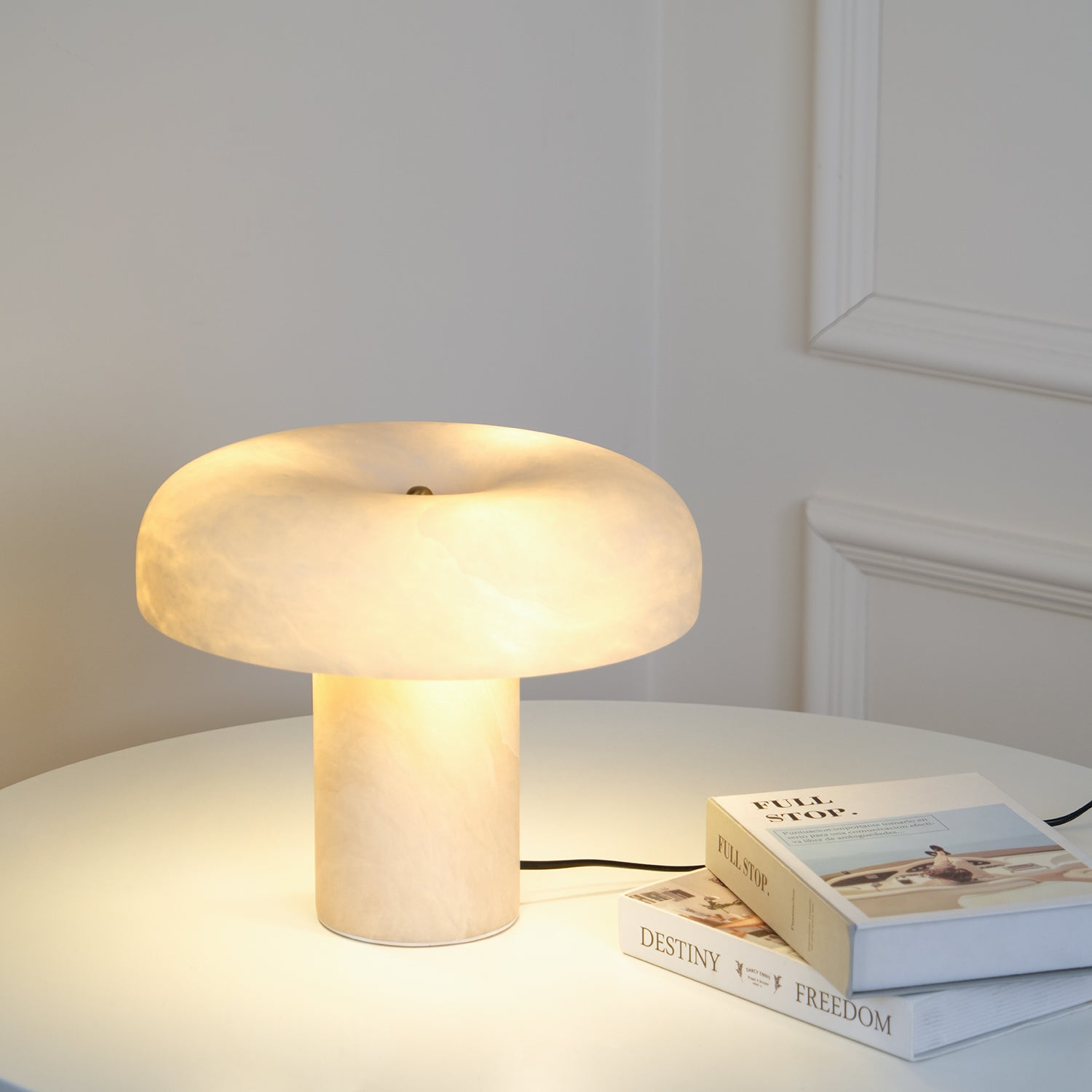 Habros Modern Table Lamp - Stylish LED Nightstand Light for Bedroom, Living Room, and Office - Warm White & Cool White Dimmable Lighting with USB Port - Perfect for Reading, Working, and Relaxing