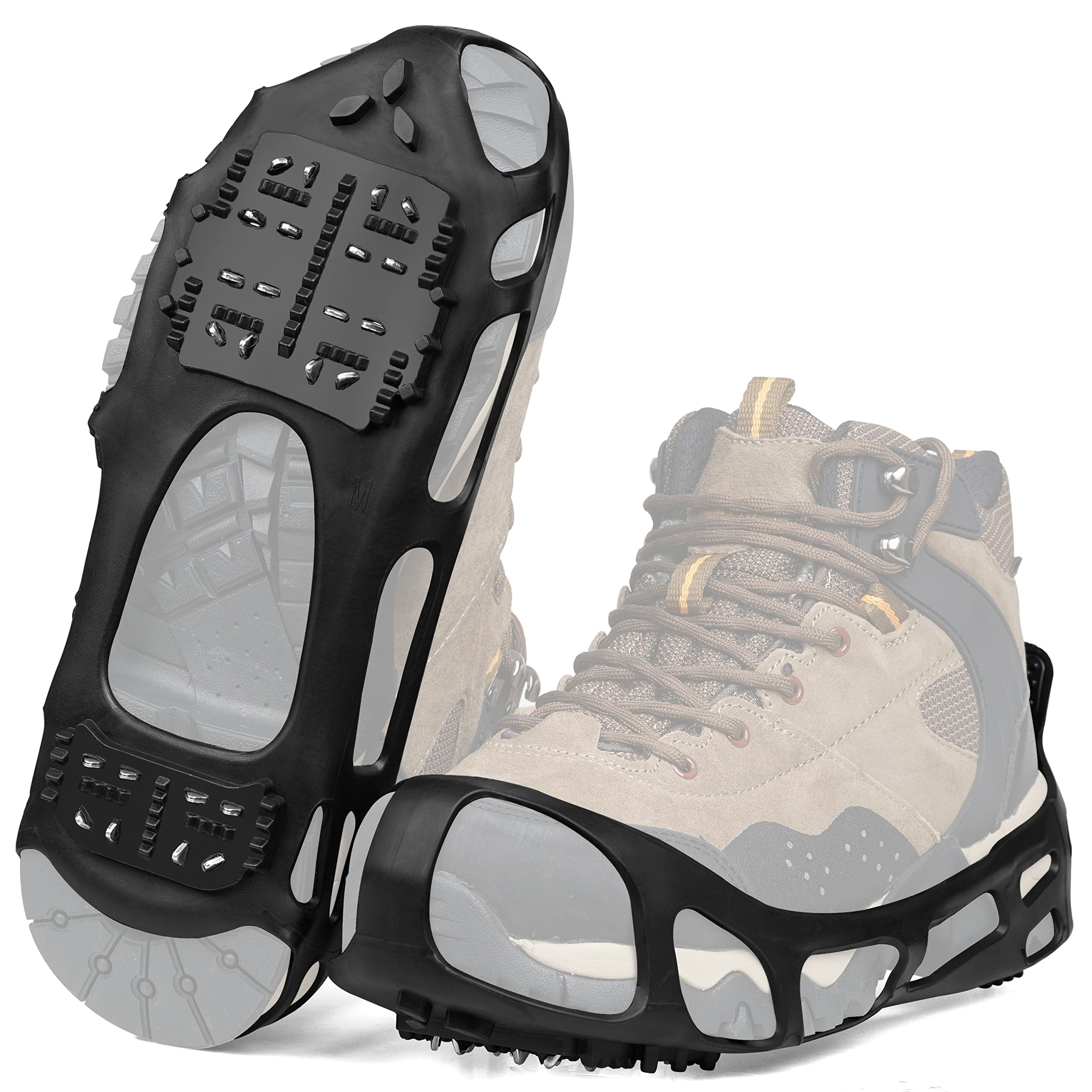 Ice Cleats for Shoes & Boots - Non-Slip Snow Traction Crampons with 24 Studs for Men & Women | Anti-Slip Shoe Grippers for Winter Walking, Hiking & Outdoor Activities on Snow & Ice