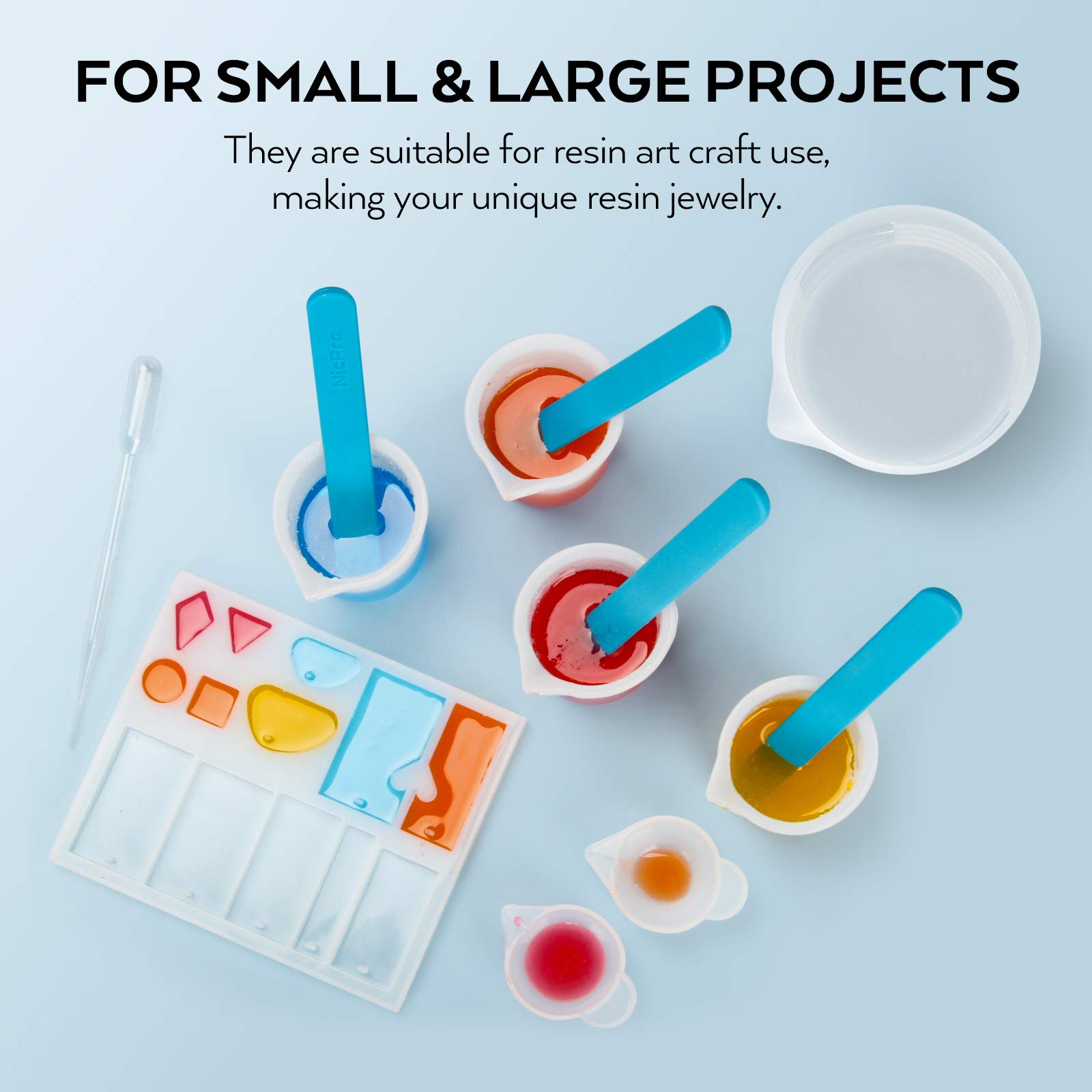 Nicpro 5-Piece Silicone Stir Sticks Set with 3 Silicone Brushes - Reusable Mixing Tools for Resin, Epoxy, Paint & Liquid - Perfect for DIY Glitter Tumblers, Arts & Crafts, and Kitchen Baking