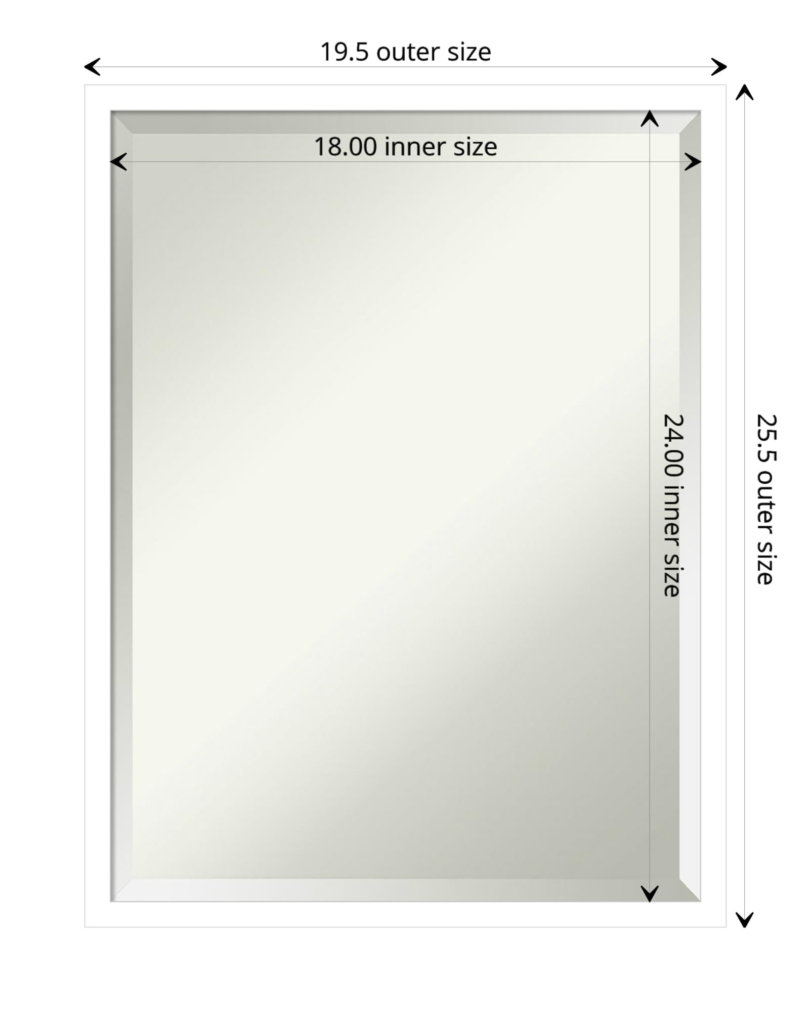 Amanti Art 26x20 Inch White Rectangle Wall Mirror - Modern Wood Frame, Beveled Edge, Horizontal or Vertical Hanging - Perfect for Bathroom, Living Room & Bedroom Decor | Home & Office Wall Art
