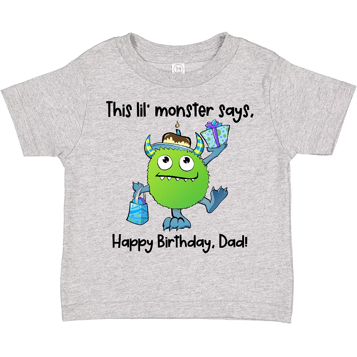 Inktastic Happy Birthday Dad Toddler T-Shirt - Cute Monster Design for Kids Birthday Party & Father's Day Gift