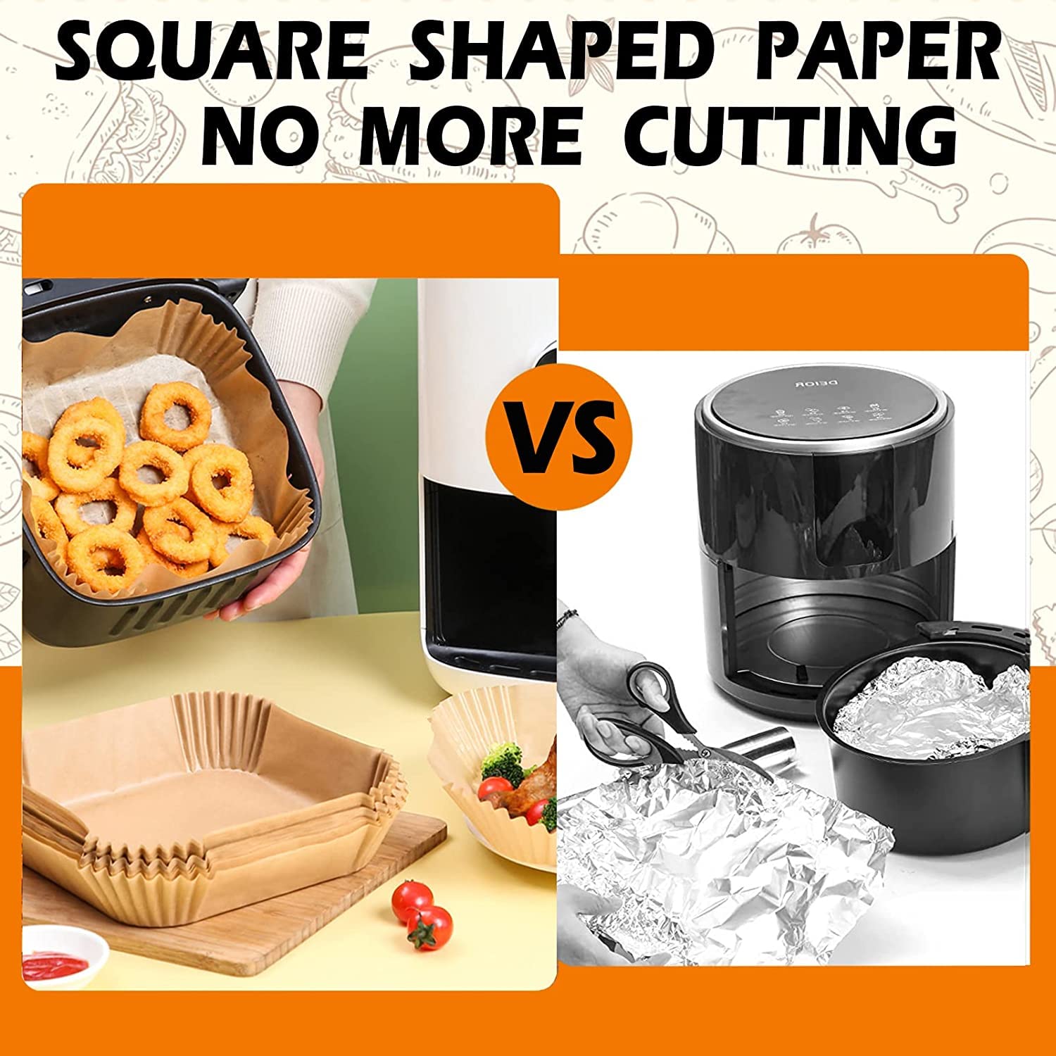 10 Inch Large Air Fryer Disposable Paper Liners - 100PCS Non-Stick Parchment Paper Pads, Oil Resistant & Waterproof Baking Sheets for Roasting, Microwaving - Perfect for Air Fryers, Toaster Ovens & Meal Prep
