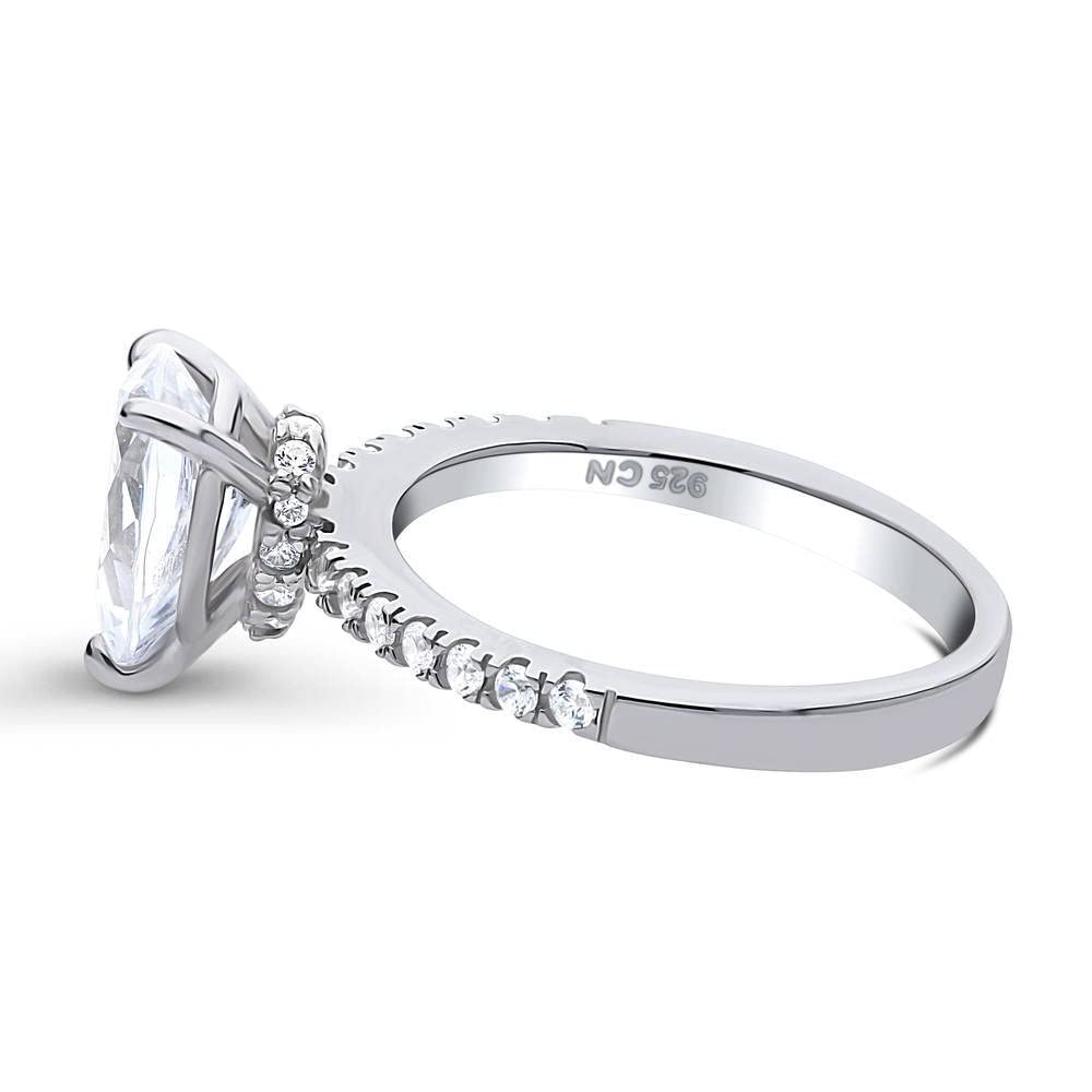 BERRICLE Sterling Silver Solitaire Wedding & Engagement Ring - 1.8 Carat Pear Cut Cubic Zirconia CZ Hidden Halo Promise Ring for Women, Rhodium Plated Size 4-10 - Perfect for Proposals, Anniversaries & Special Occasions