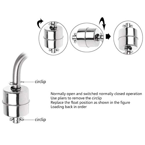 150MM Double-Float Stainless Steel Water Level Sensor - Right Angle Vertical Float Switch for Water Tank, Pool, Sump Pump - Perfect for Liquid Detection in Industrial, Agricultural and Home Applications