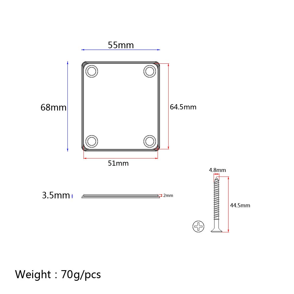 Alnicov Electric Guitar Neck Plate with 4 Screws - Bronze Replacement Part for Strat & Tele Style Guitars - Perfect for Guitar Repair, Maintenance & Upgrades