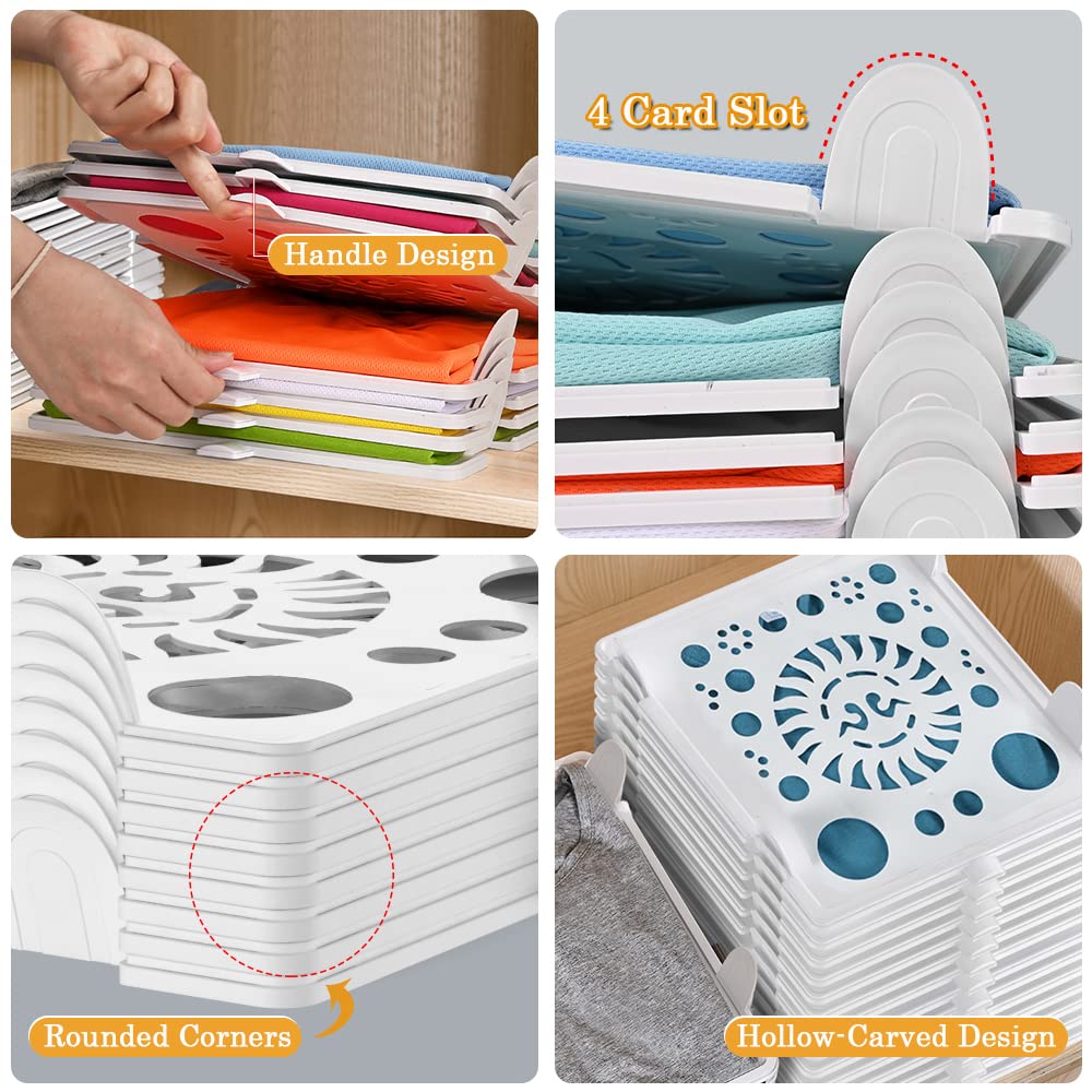 Accenter Stackable T-Shirt Organizer - 10-Pack Durable Closet Storage Solution | Easy Access Shirt Folder Board for Neat Clothes Organization | Perfect for Small Spaces, Travel & Home Closet Organization