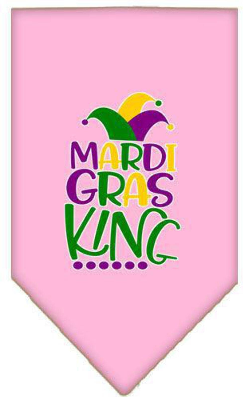 Pet Dog Bandana - Mardi Gras King Screen Printed Light Pink Small Bandana for Dogs & Cats - Perfect for Festivals, Parties & Pet Costumes