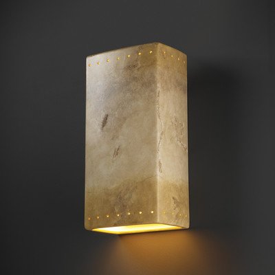 Ambiance Closed Top Large Rectangular Outdoor Wall Sconce with Perforated Design - Vanilla Gloss Finish | Perfect for Porch, Patio & Garden Lighting