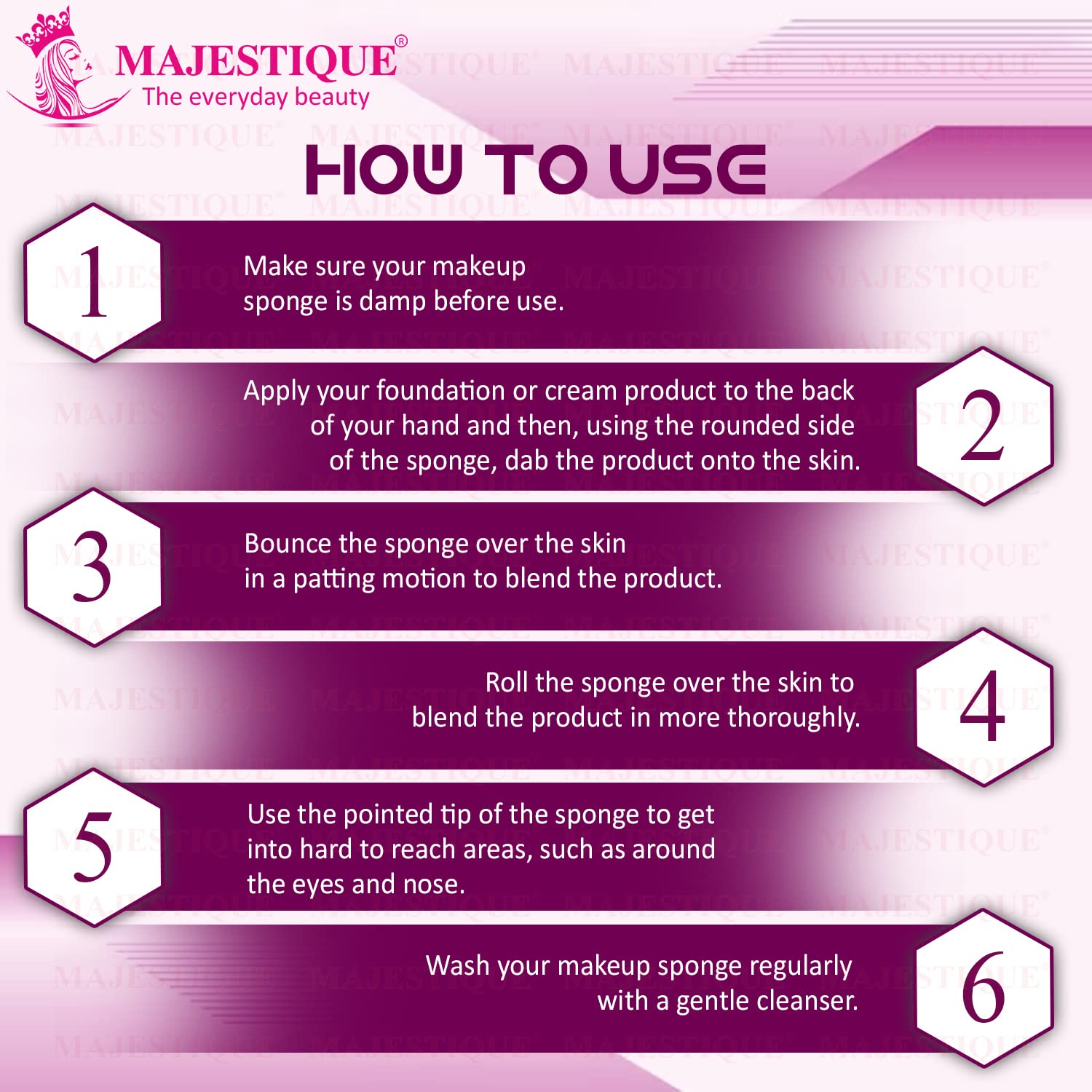 Majestique Makeup Blender Sponge - Soft Foundation Blending Beauty Sponge for Flawless Face Makeup (1 Piece) | Perfect for Liquid, Cream & Powder Application | Great for Everyday Use, Travel & Professional Makeup Artists