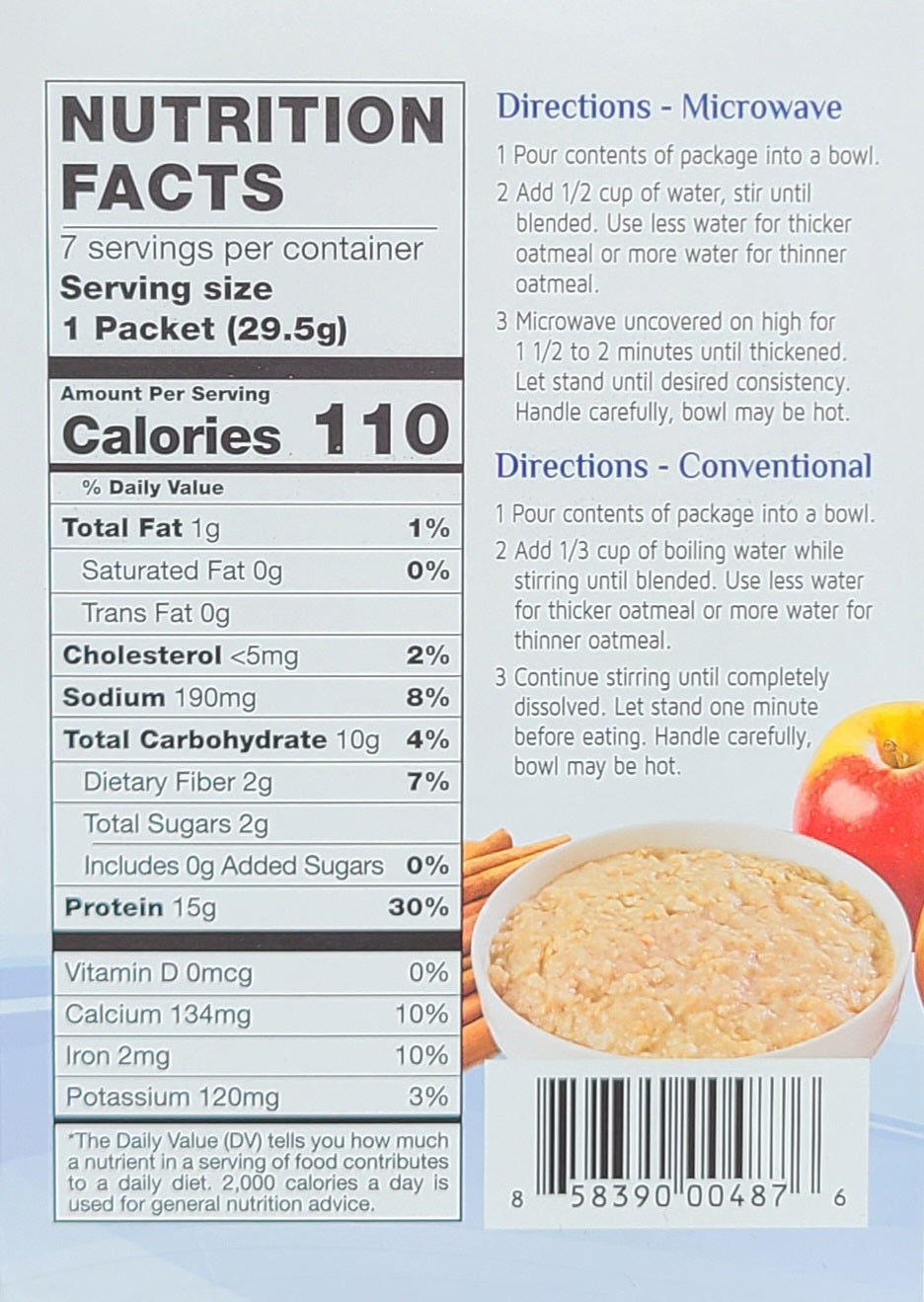 Organic Apple Cinnamon Oatmeal - Healthy Breakfast Cereal with Real Apples & Cinnamon - Gluten-Free, Non-GMO - Perfect for Quick Morning Meals & On-the-Go Snacks