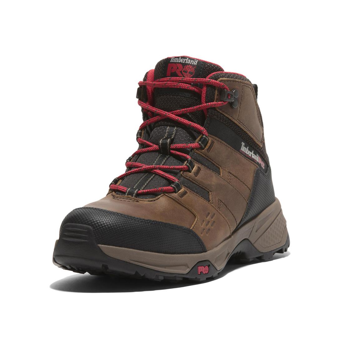 Switchback Lt 6 Inch Steel Toe Work Boots for Men - Brown/Red Safety Shoes - OSHA Compliant Work Boots for Construction, Warehouse & Outdoor Jobs
