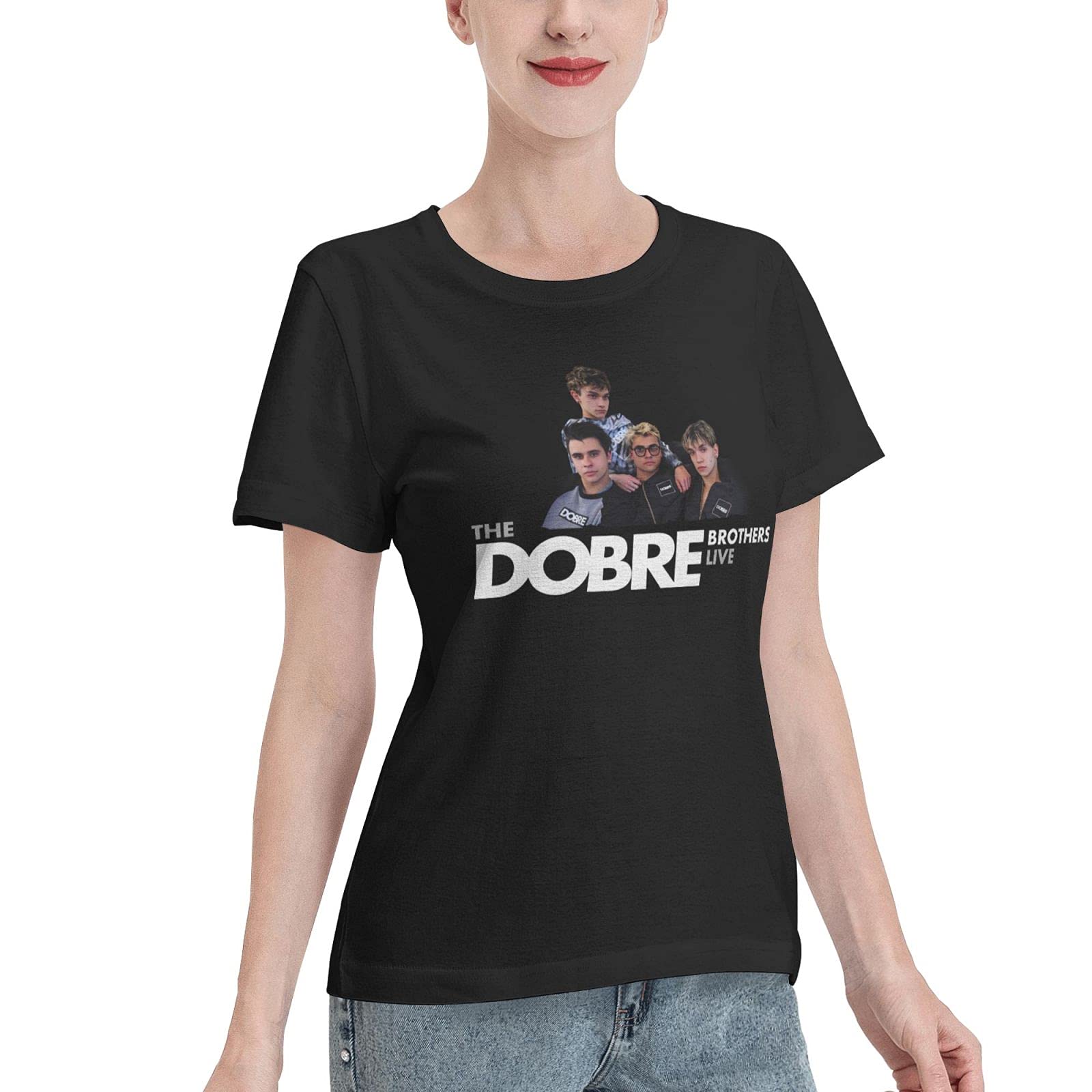 Dobre and Brothers Women's Casual Short Sleeve T-Shirt - Classic Round Neck Basic Tee for Youth & Adults - Moisture Wicking Comfort Fit - Small Black - Perfect for Everyday Wear, Gym, and Outdoor Activities