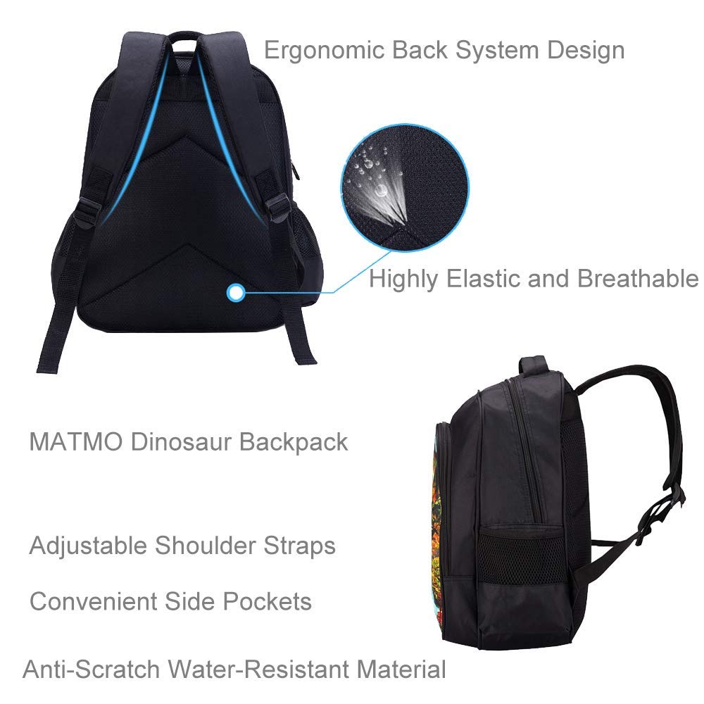 MATMO Dinosaur Backpack for Boys - Kids School Bookbag with Adjustable Straps, Lightweight & Durable (Dinosaur Design) - Perfect for School, Travel & Outdoor Adventures