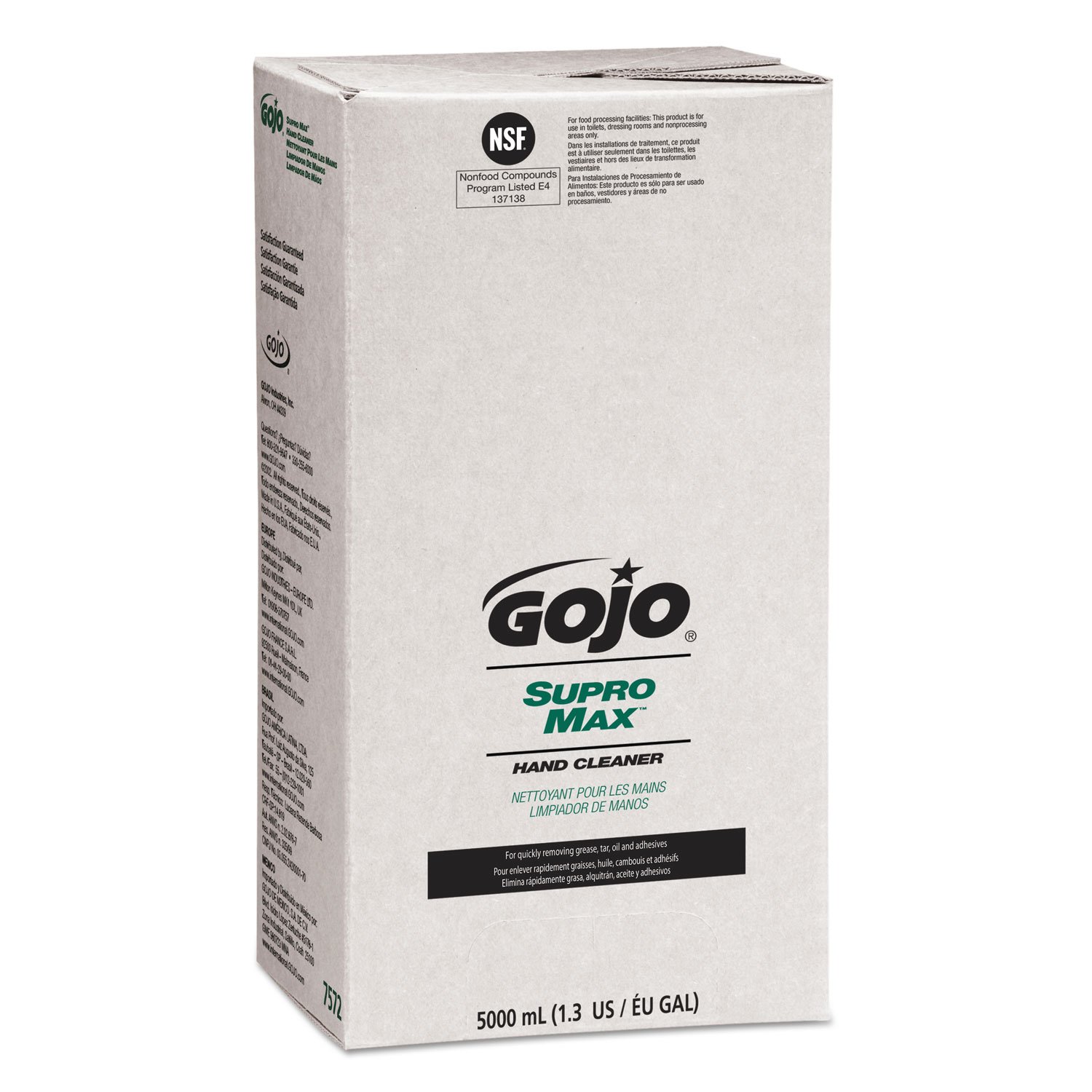 Gojo Hand Cleaner Refill - 5000ml (1.32 Gallon) Pumice Industrial Hand Soap for Mechanics, Mechanics, Auto Shops & Garages - Heavy Duty Degreaser for Tough Grime & Grease
