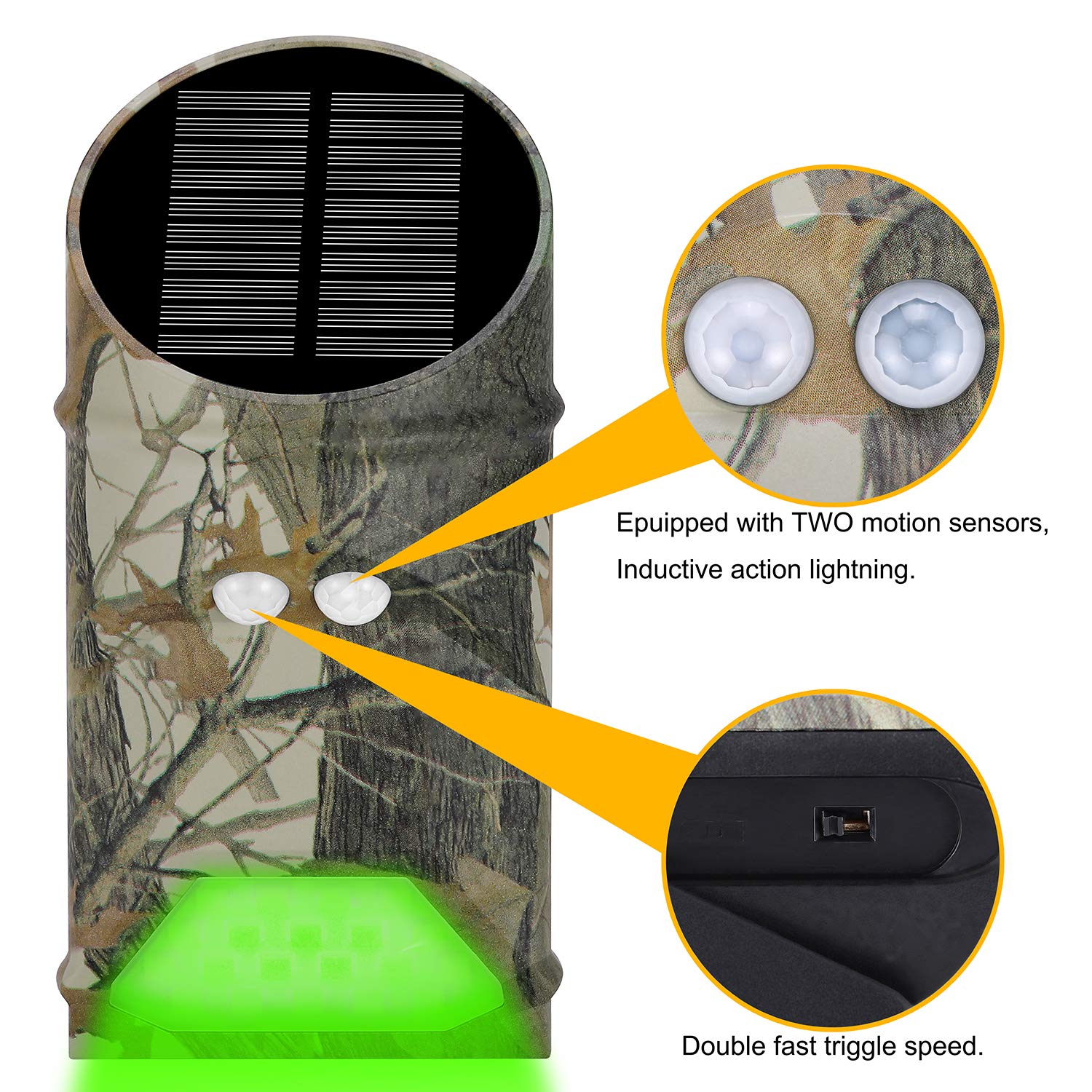 Solar Powered Motion Activated Deer Feeder Lights - Green LED Hunting Lights for Coyote, Hog & Varmint Control - Weatherproof Night Hunting Equipment (Pack of 3) - Perfect for Backyard Pest Deterrent & Wildlife Observation