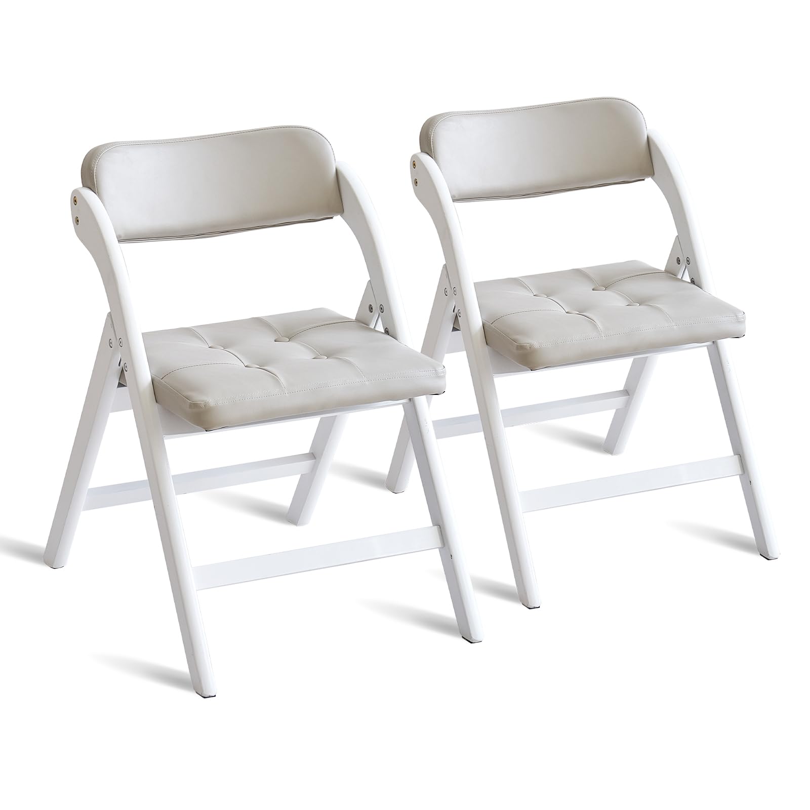Comfortable Wooden Folding Chairs Set of 2 with Padded Seats - 31