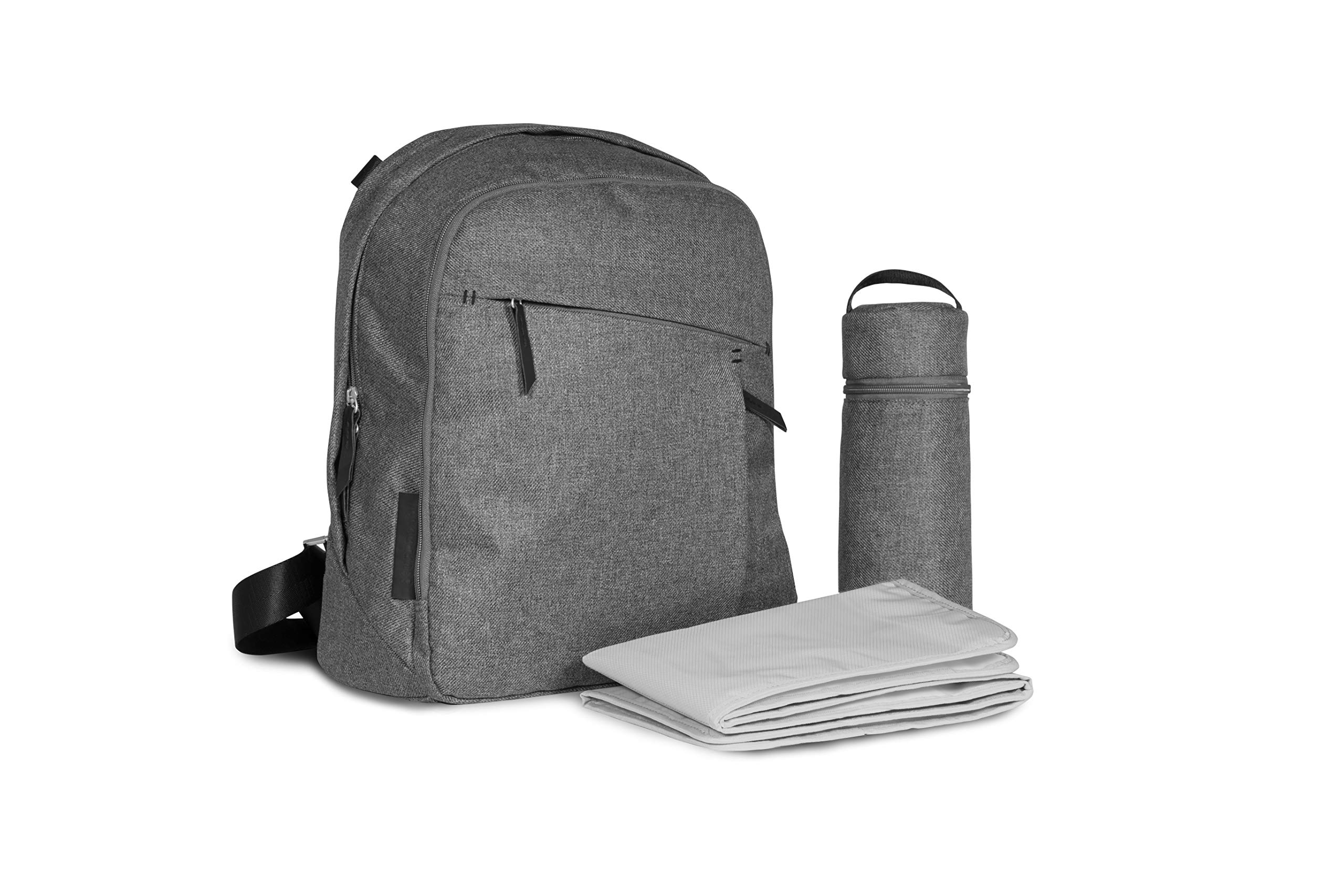UPPAbaby Diaper Changing Backpack - JORDAN (Charcoal Melange/Black Leather) | Stylish Baby Essentials for Travel, Outings & Daily Use