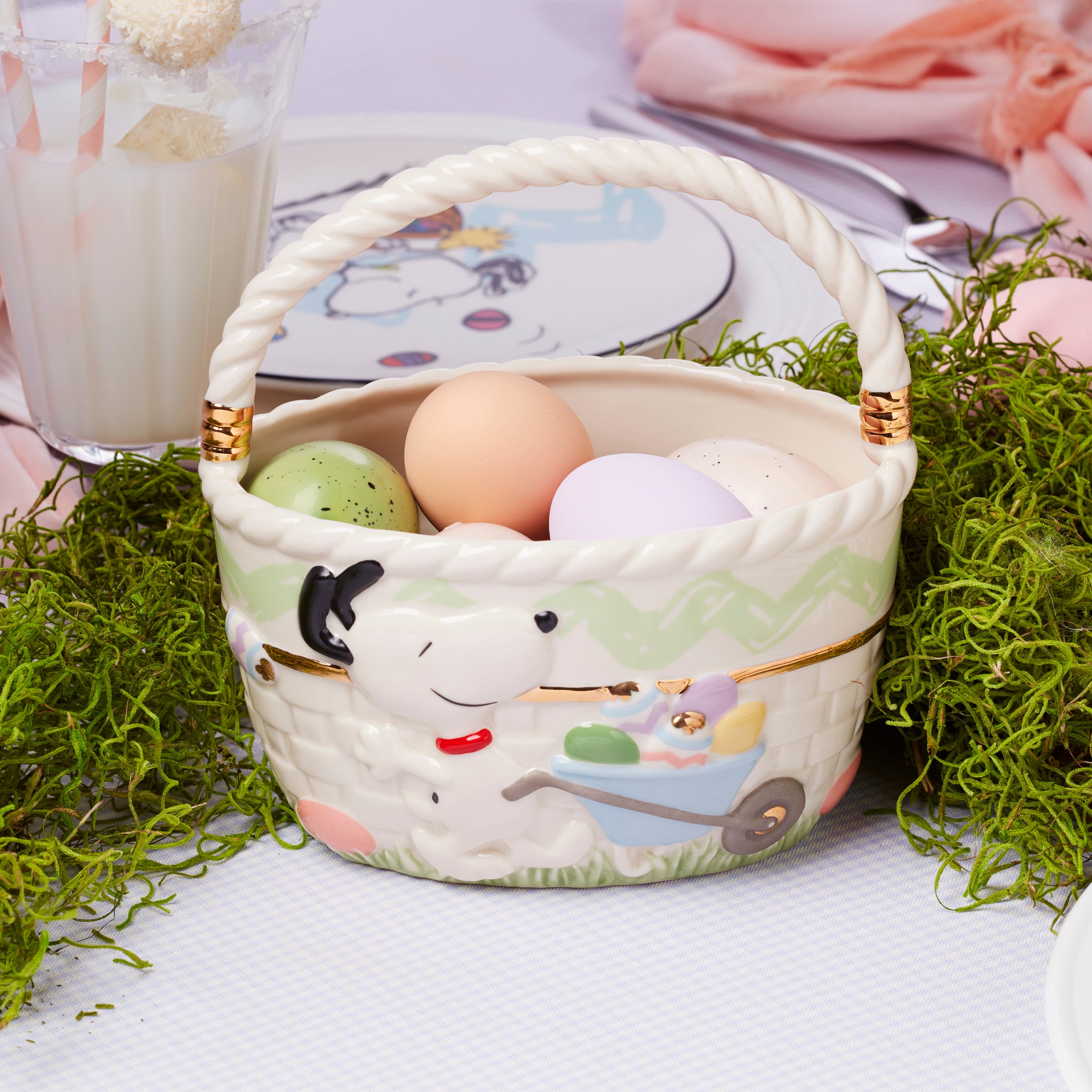 Snoopy Easter Basket - Adorable Easter Gift Basket with Snoopy Plush & Treats for Kids - Perfect for Easter Egg Hunts, Spring Celebrations & Party Favors