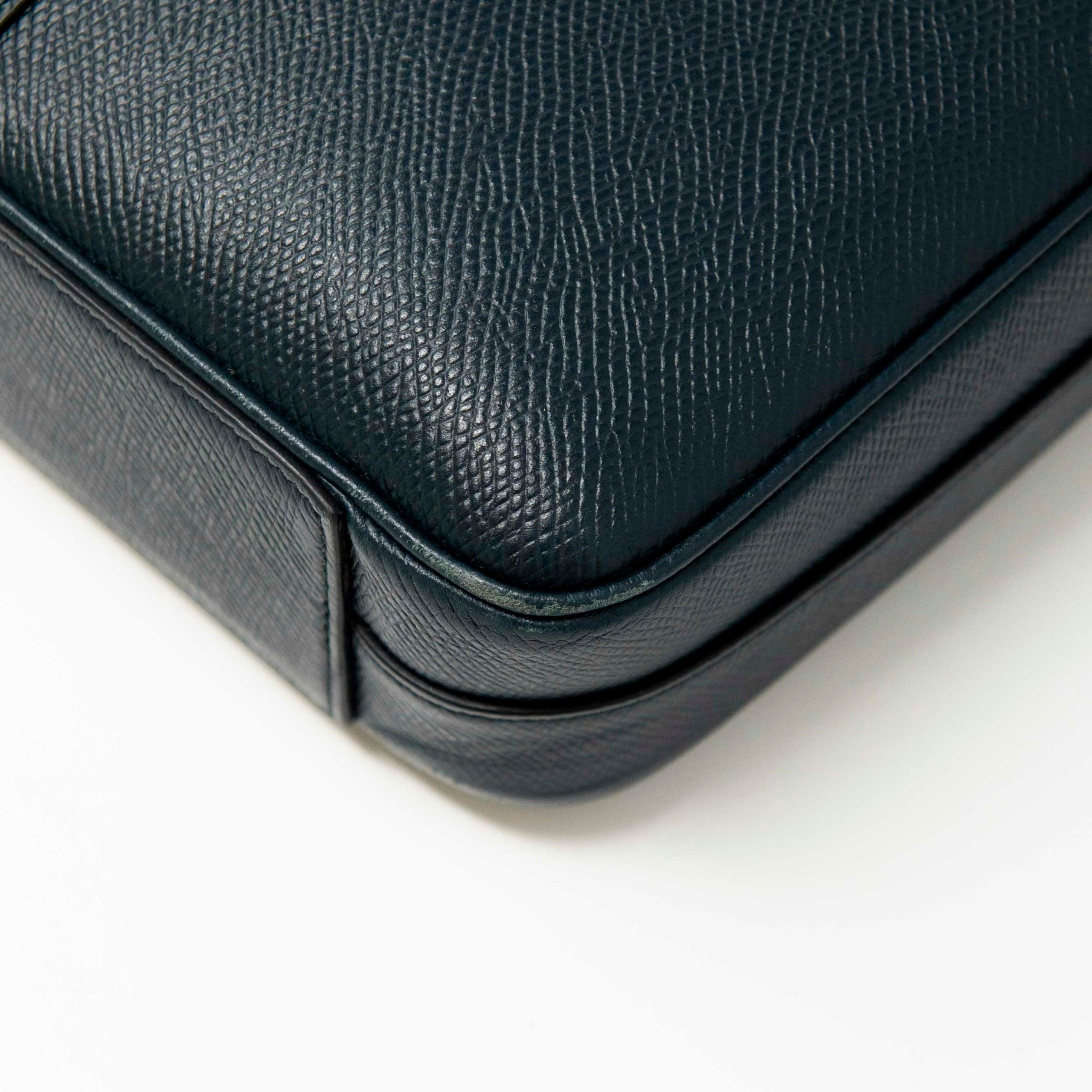 Luxury Celine Navy Grained Calfskin Leather Briefcase for Men - Professional Business Work Bag for Office, Travel & Executive Meetings