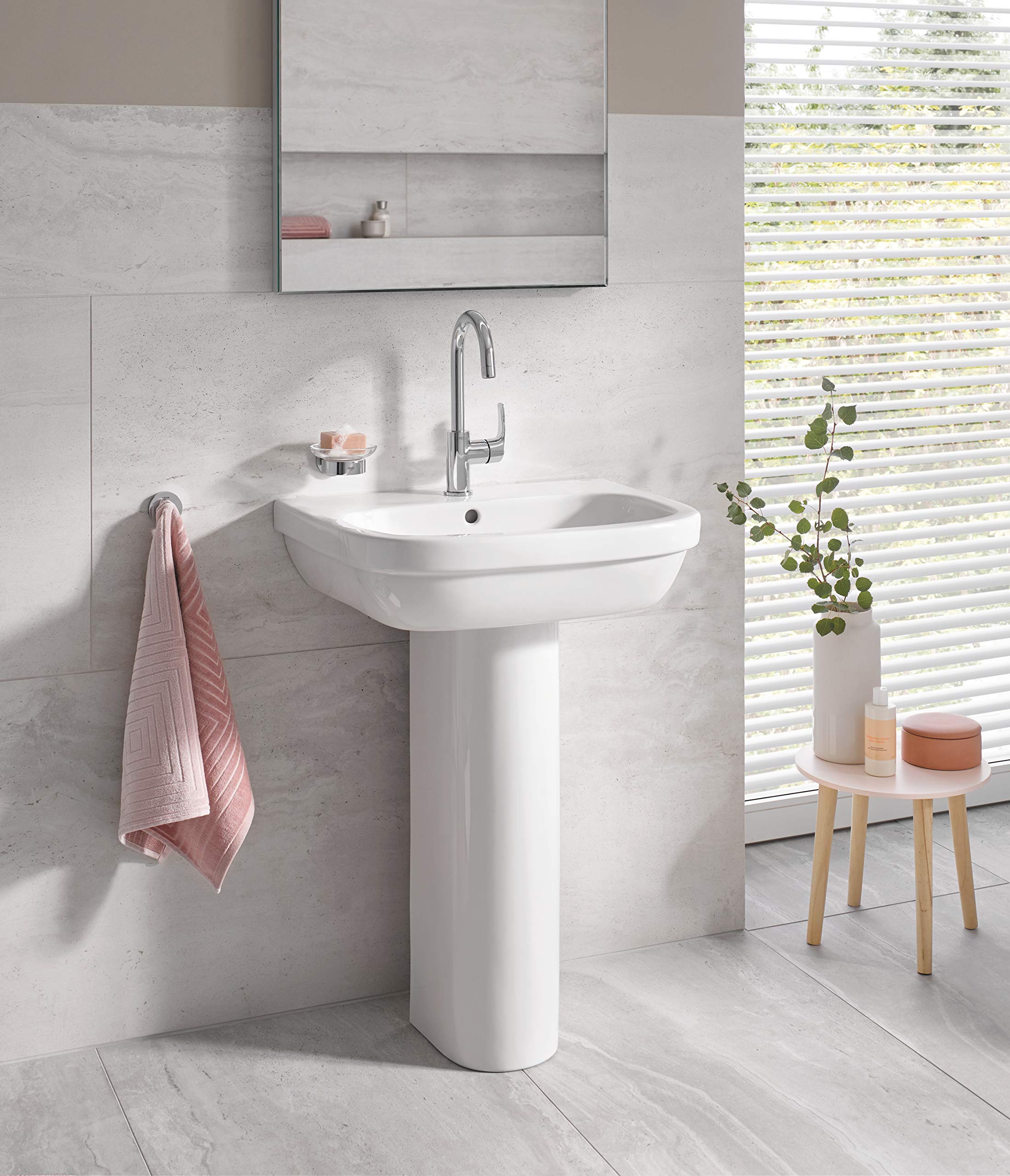 GROHE 23537002 Eurosmart Basin Faucet with Pop-Up Drain, High Swivel Spout, Chrome Finish - Perfect for Modern Bathroom Vanities and Powder Rooms