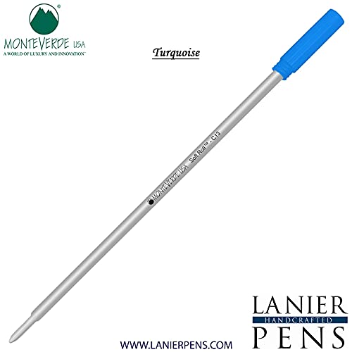 Monteverde Soft Roll Ballpoint Ink Refill C13 - 1 Pack - Compatible with Cross Style Pens - Turquoise Medium Tip 0.7mm - Smooth Writing for Office, School & Everyday Use