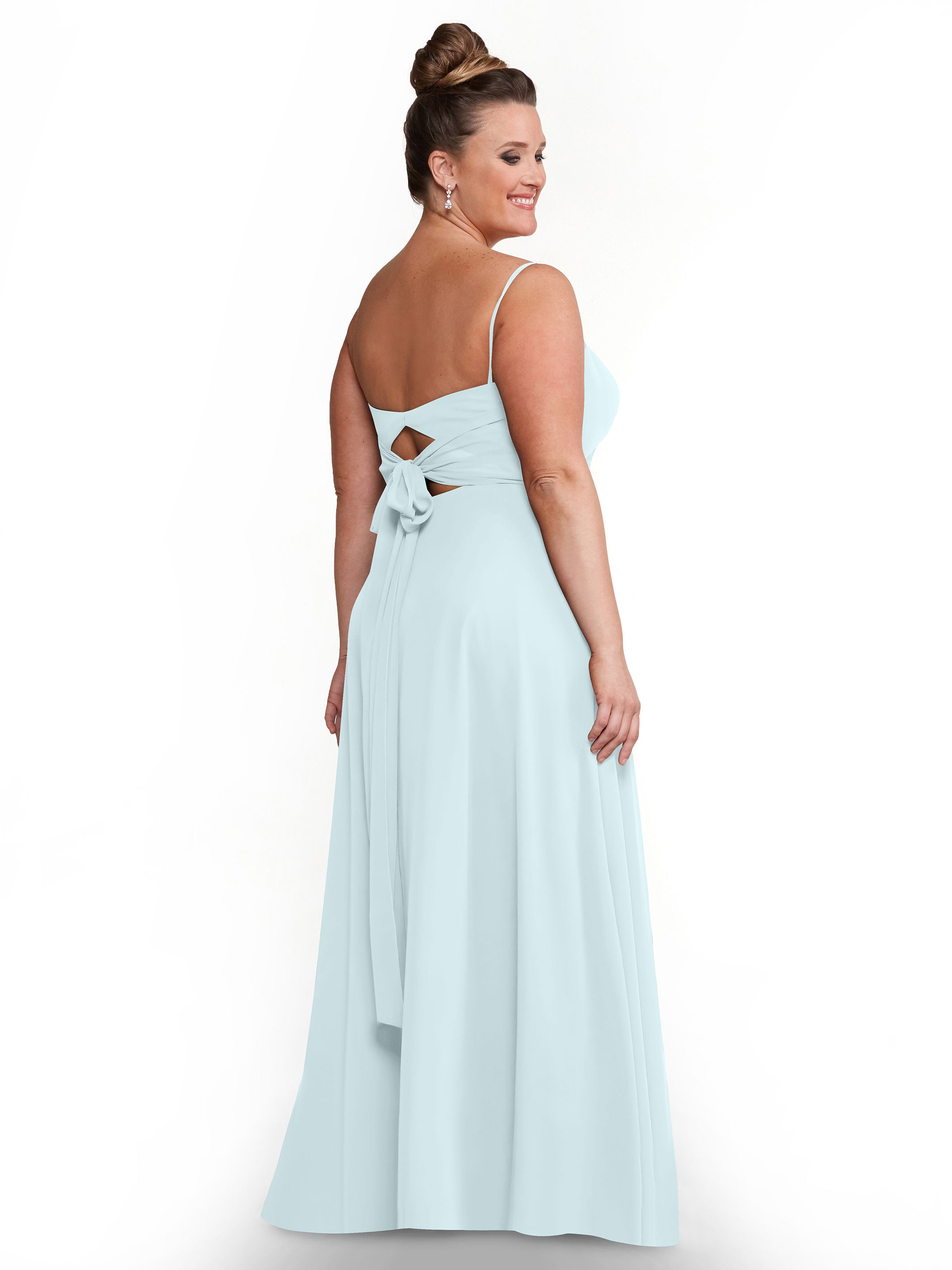 Elegant A-Line Bridesmaid Dress with Flowy Chiffon Skirt and Thigh Slit - Perfect for Weddings, Formal Events & Special Occasions