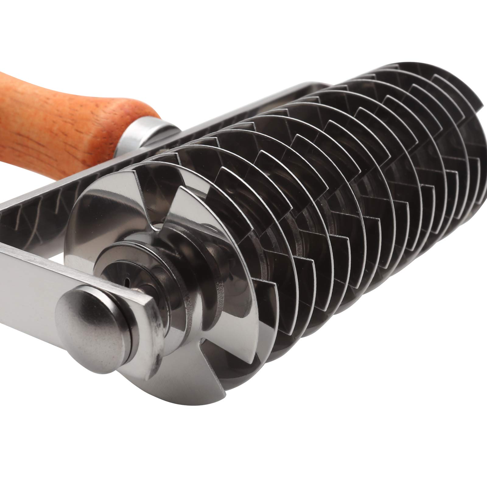 Stainless Steel Dough Lattice Cutter with Wooden Handle - Cookie Baking Tool, Bread Net Knife, Pastry Crust Roller for Homemade Pizza, Cake, and Bread - Perfect for Professional Bakers and Home Baking Enthusiasts
