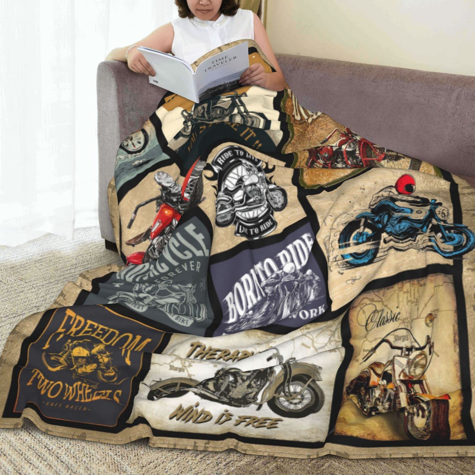 Soft Plush Fleece Motorcycle Blanket for Men & Women - 60