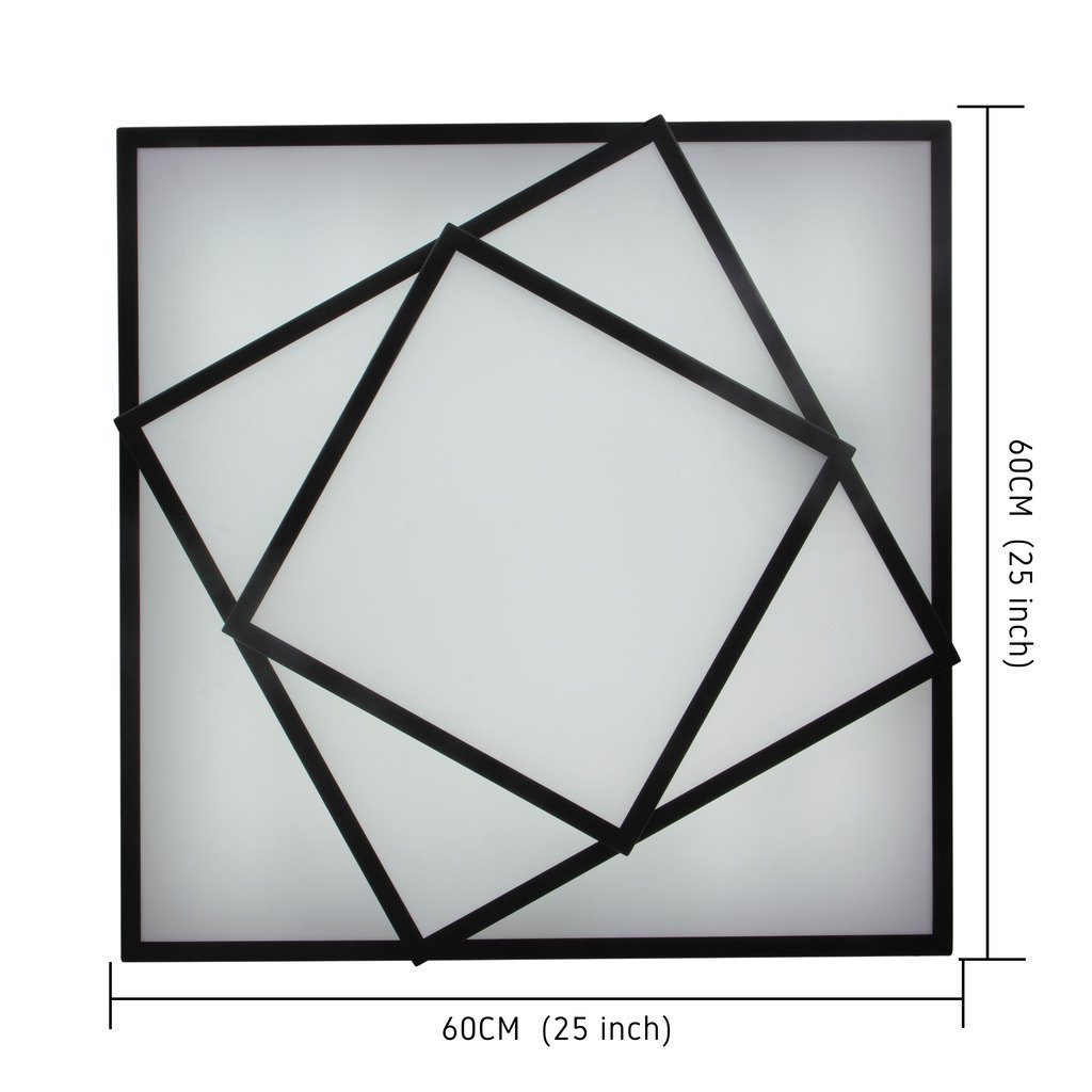 Modern Simple Geometric LED Flush Mount Ceiling Light - 25x25 Inch Metal Art Fixture, 36W Energy Efficient, Painted Finish - Perfect for Living Room, Bedroom, Kitchen & Office Lighting