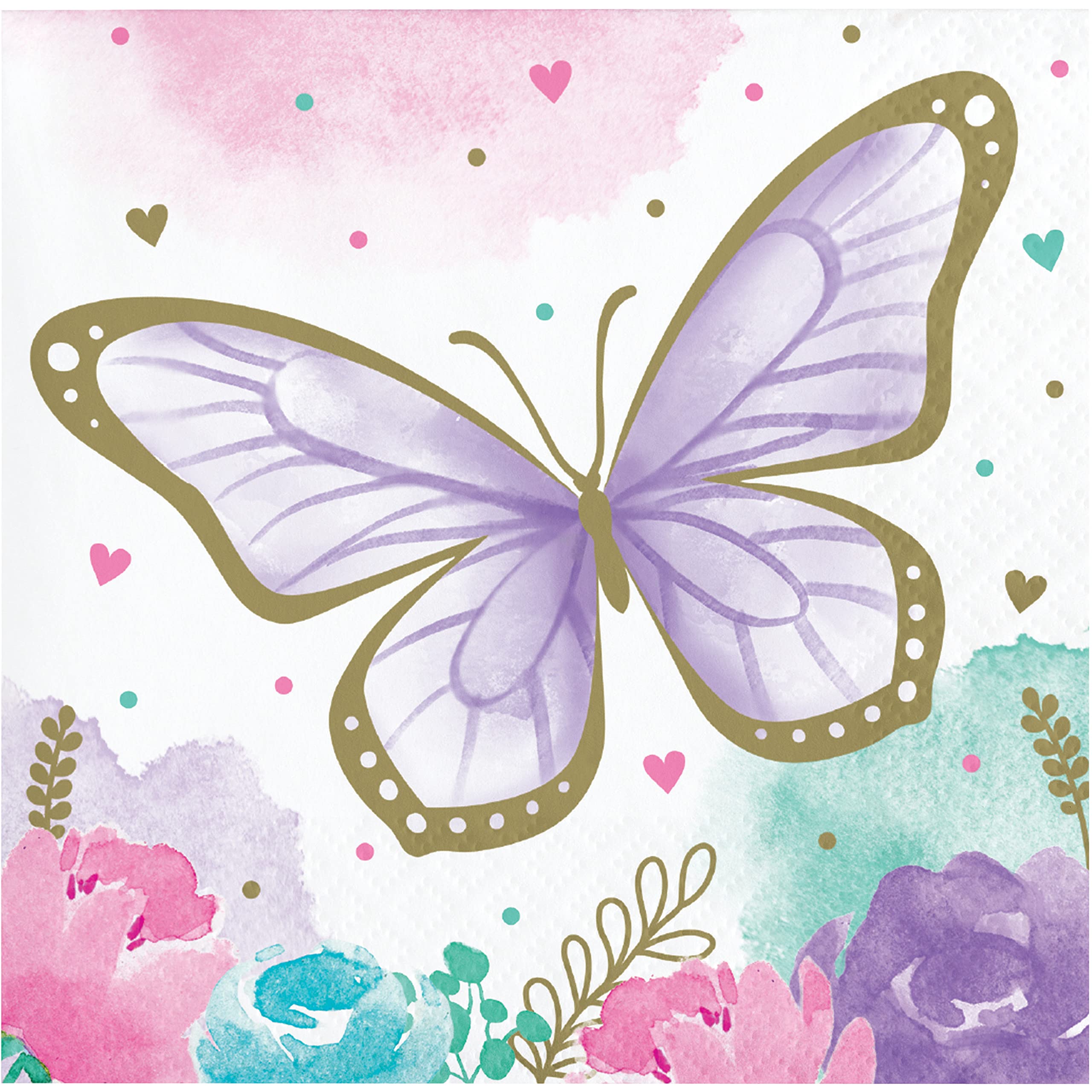 Golden Butterfly Beverage Napkins - 48 Count, Premium Cocktail Napkins for Parties, Weddings & Home Decor - Elegant Paper Napkins for Drinks & Appetizers