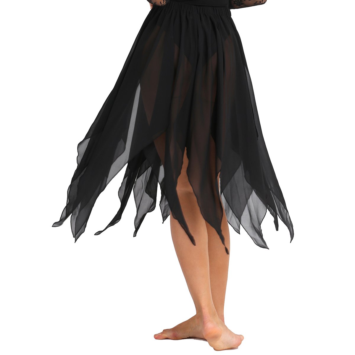 Aislor Women's Asymmetric Side Split 13-Panel Chiffon Maxi Skirt - Belly Dance Costume for Performances, Parties & Boho Fashion