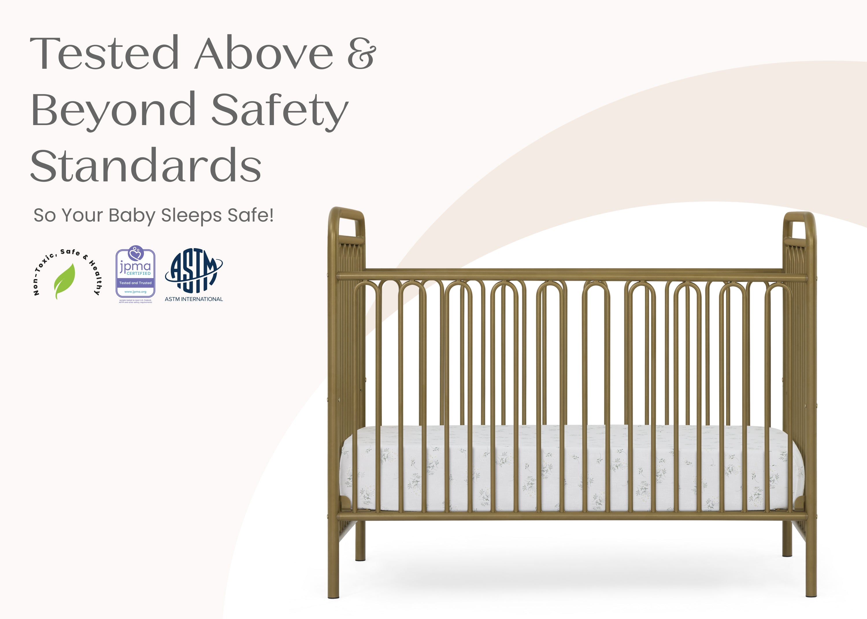 Darcy 4-in-1 Convertible Metal Baby Crib - Transition from Crib to Toddler Bed, Daybed & Full-Size Bed - Perfect for Nursery & Kids Room