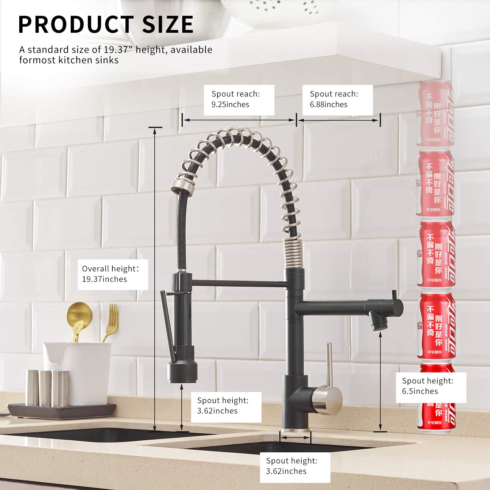 **AIMADI Matte Black Kitchen Sink Faucet with Pull Down Sprayer - Single Handle One Hole Stainless Steel Faucet for Modern Kitchen, Dishwashing & Cooking**