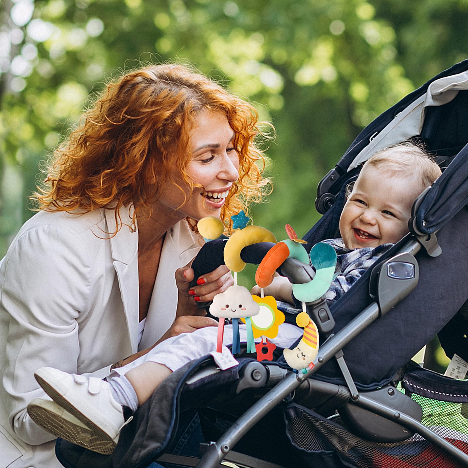 Best Baby Toys 0-12 Months - Soft Car Seat & Stroller Toys with Rattles, Jingle Mirror & Teether for Newborns & Infants | Crib Mobile, Bassinet & Travel Essentials for Boys & Girls - Perfect for Soothing, Sensory Play & Early Development