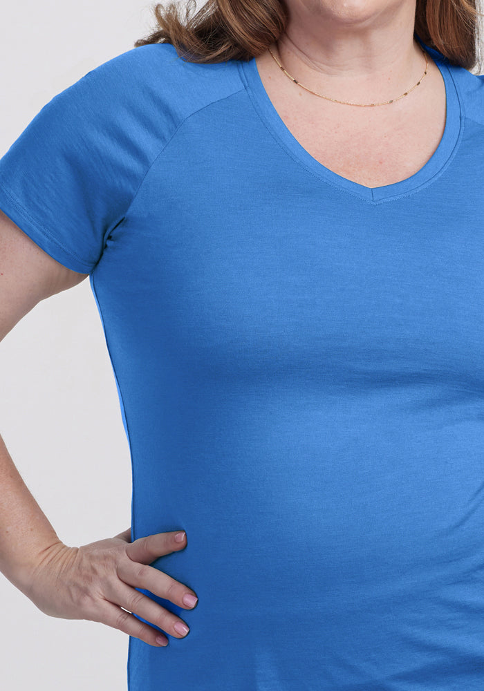 Mia V Neck Blue Gelato Women's T-Shirt - Soft Cotton Casual Tee for Everyday Wear | Perfect for Outfits, Layering & Comfort