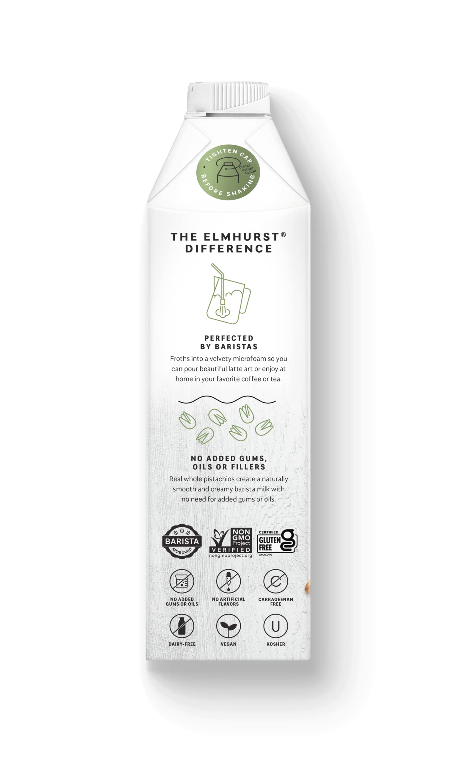 Elmhurst 1925 Barista Edition Pistachio Milk - 32oz (Pack of 6) | Vegan, Dairy-Free, Plant-Based Nut Milk | Perfect for Coffee, Smoothies & Baking