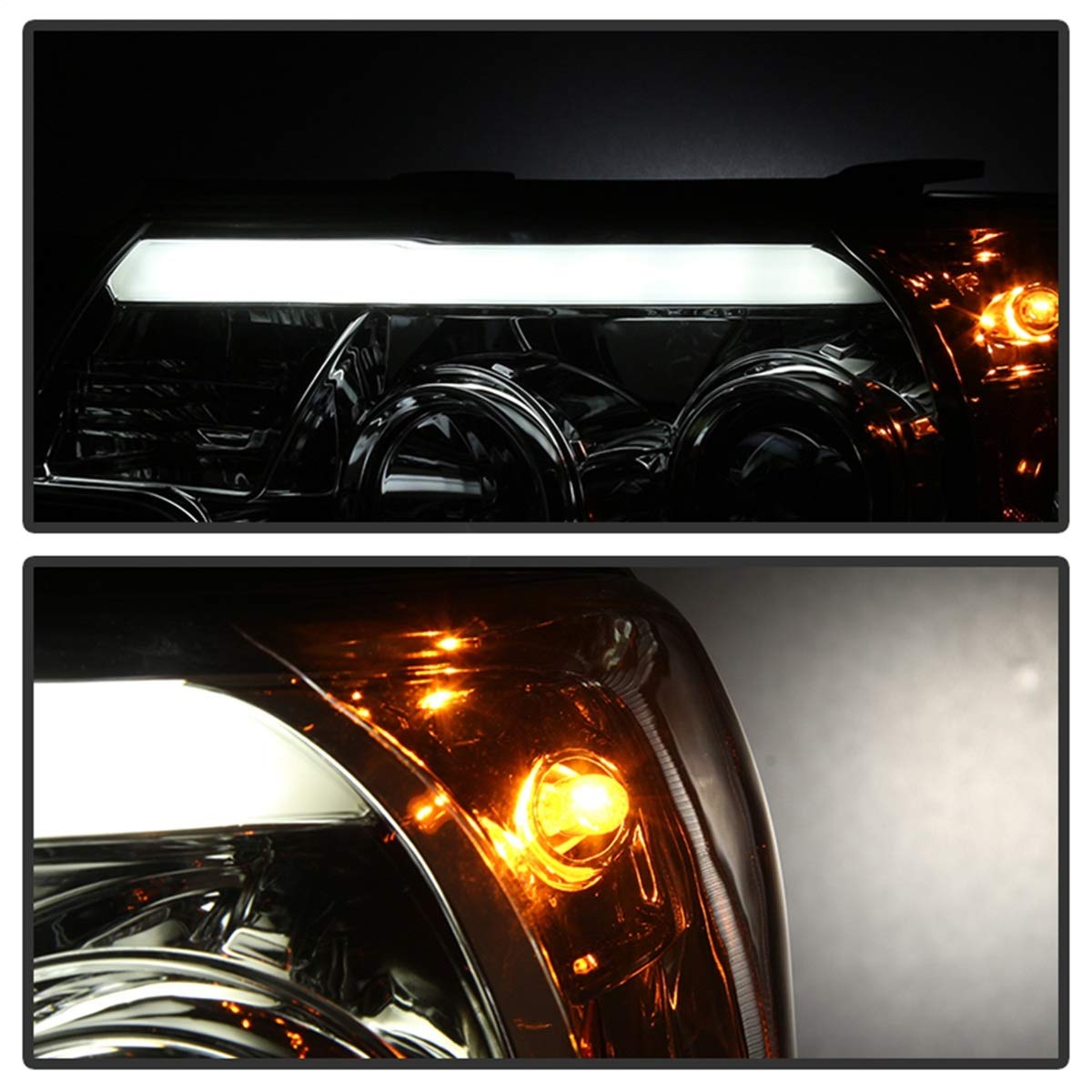 Spyder 5081728 Toyota Tacoma 2012-2015 Projector Headlights with LED DRL Light Bar - Smoked Lens - Upgrade for Off-Road & Night Driving