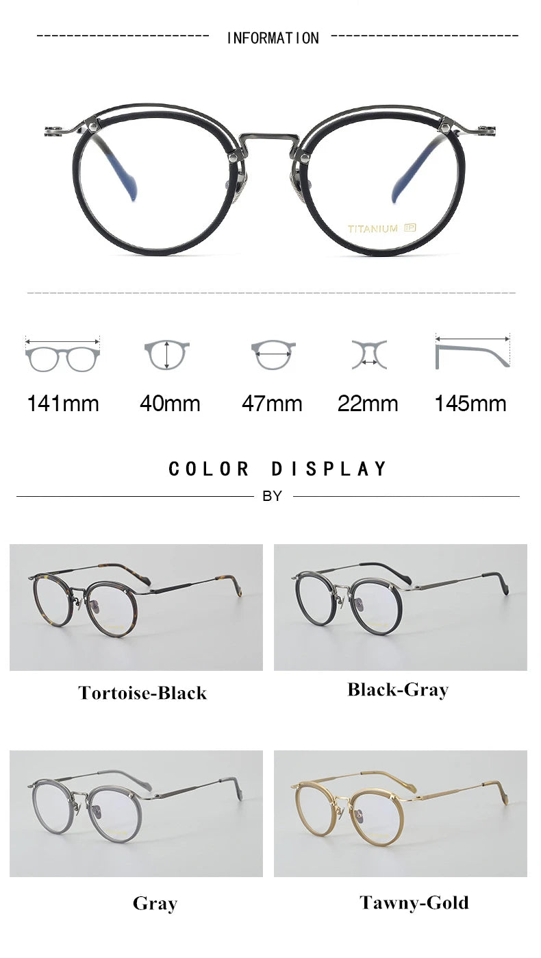 Stylish Unisex Black Titanium Acetate Eyeglasses - Oval Full Rim Frame for Men & Women | Perfect for Office, Reading & Everyday Wear (Model 492036)