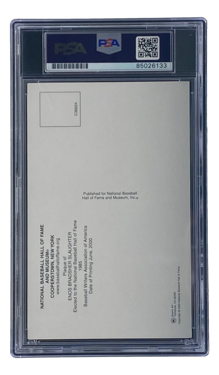 Authentic Enos Slaughter Signed 4x6 St. Louis Cardinals HOF Plaque Card - PSA/DNA Certified #85026133 - Perfect for Baseball Memorabilia Collections & Sports Fan Gifts